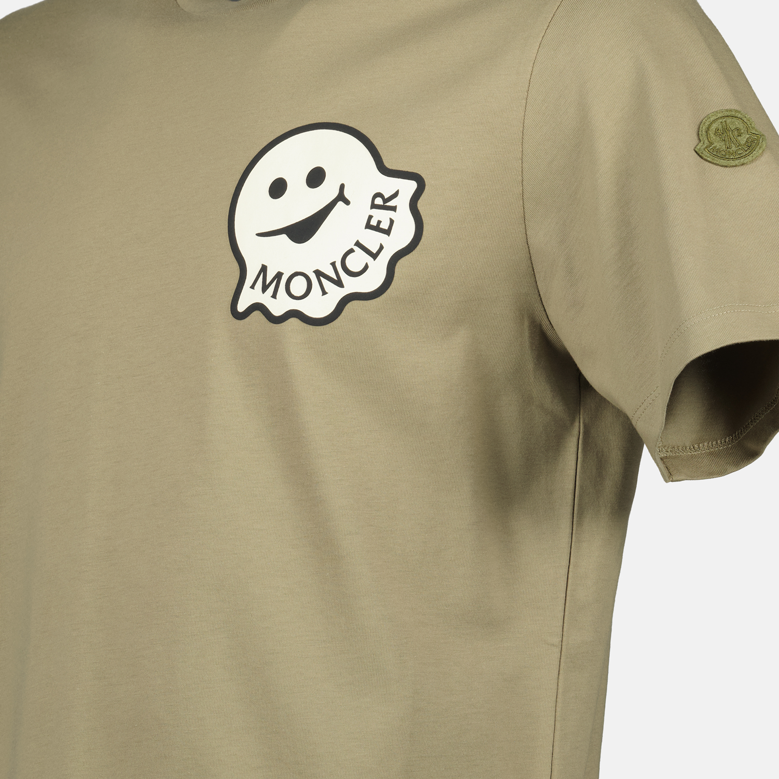 green t-shirt, Moncler logo shirt, cotton t-shirt, spring/summer collection, casual wear