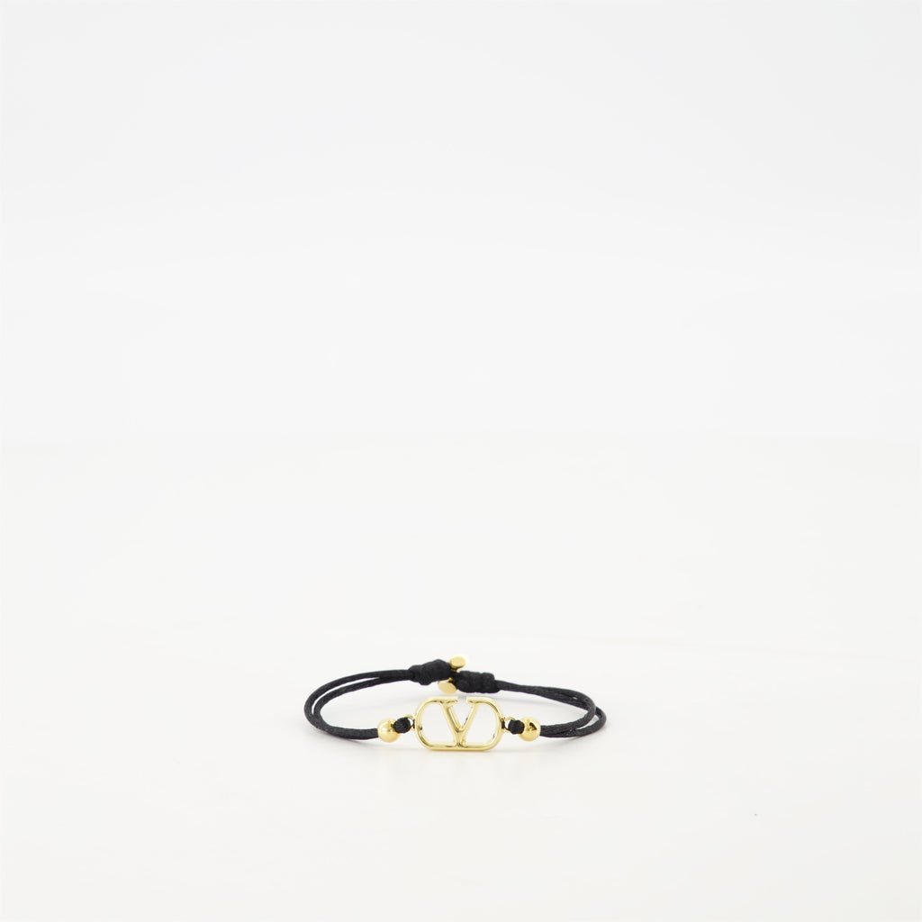 VLogo bracelet, Valentino accessory, black cord bracelet, 2025 collection, designer jewelry