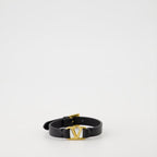 VLogo Signature, Black Leather Bracelet, Valentino Garavani, Luxury Accessories, Autumn Winter 2024