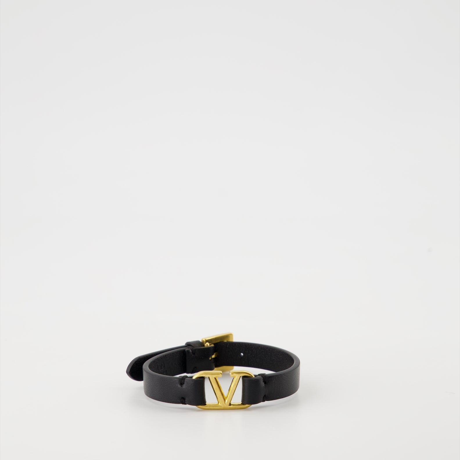 VLogo Signature, Black Leather Bracelet, Valentino Garavani, Luxury Accessories, Autumn Winter 2024