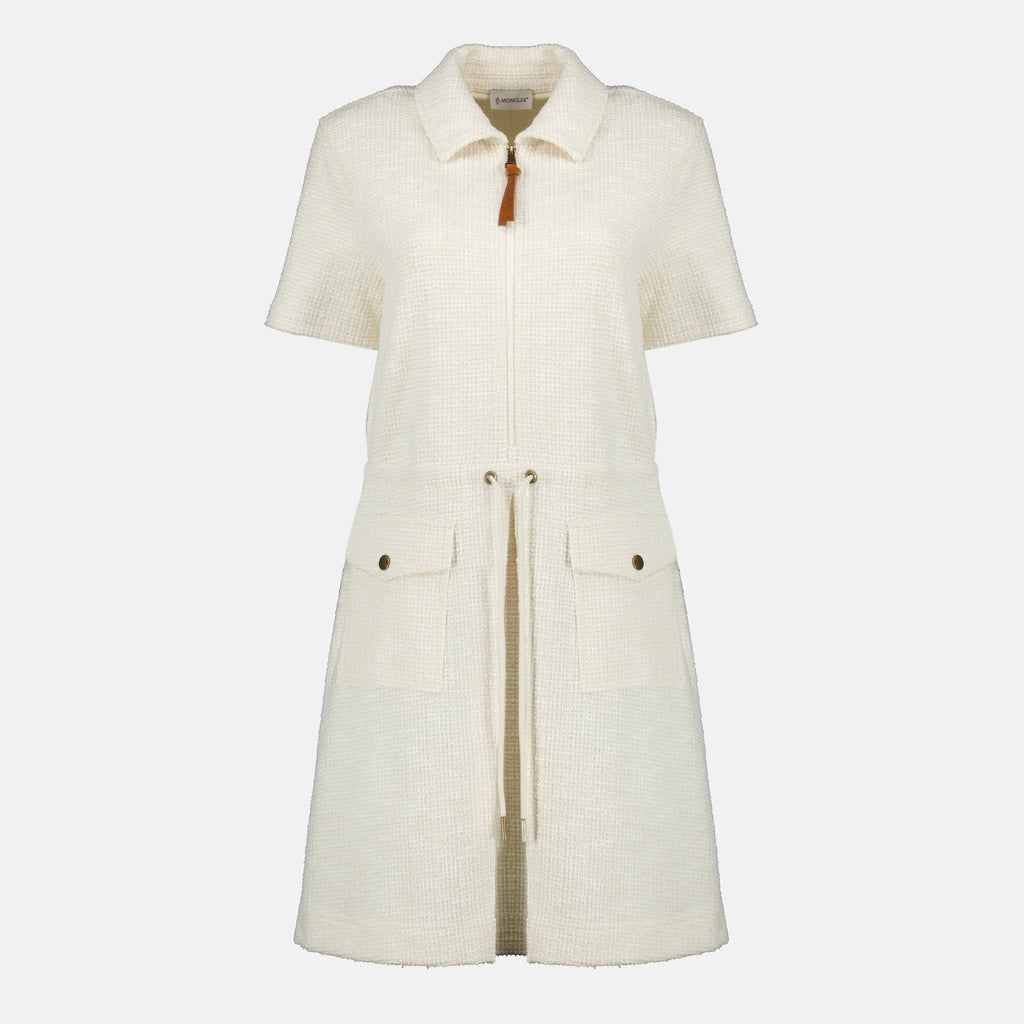 Imagem de um vestido mini bege da Moncler para mulheres - Temporada Primavera-Verão 2026 - Vista Frontal