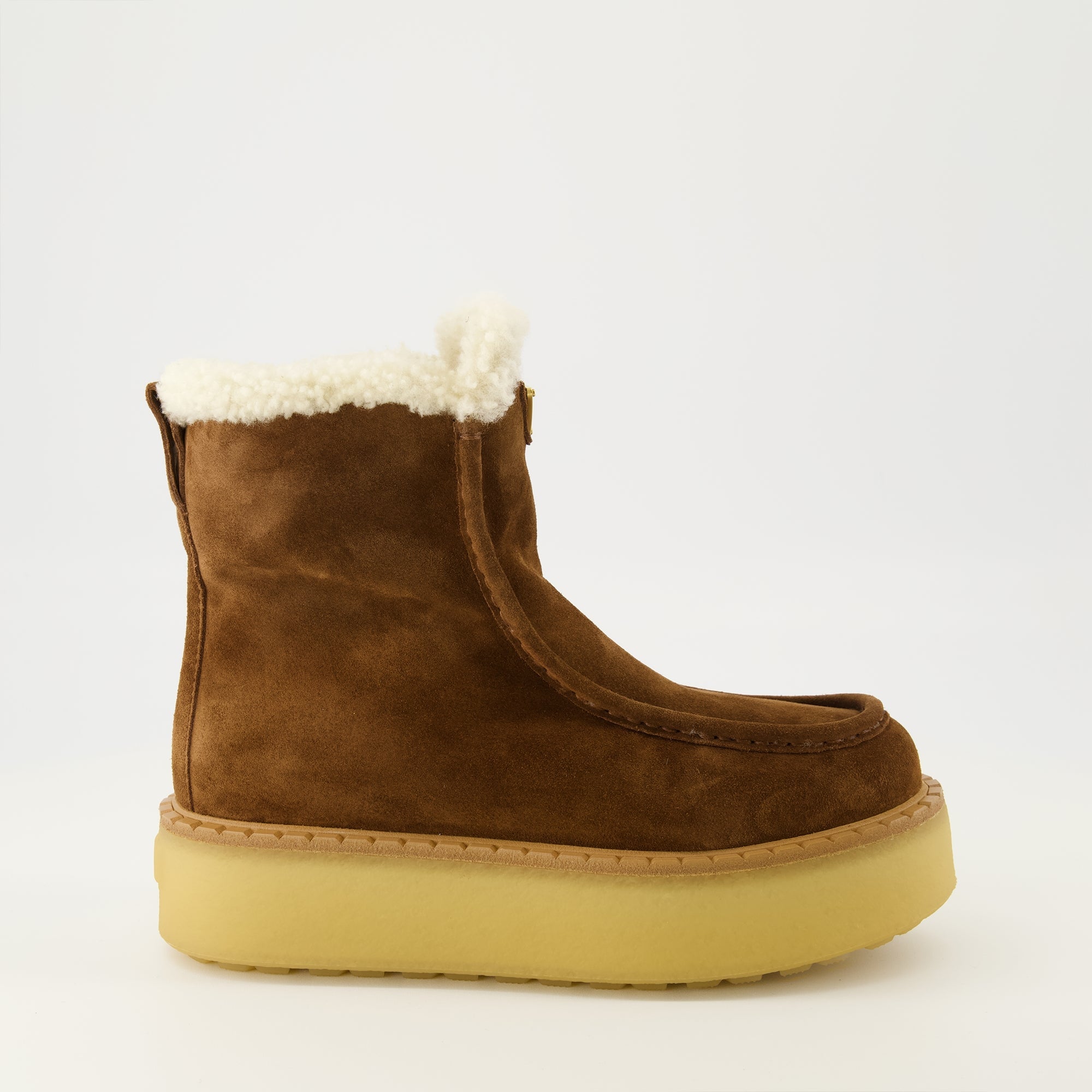 Prada, brown ankle boots, suede footwear, ladies boots, Autumn-Winter collection