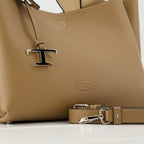 beige leather bag, Tod's cabas, designer handbag, grained leather, women's accessory