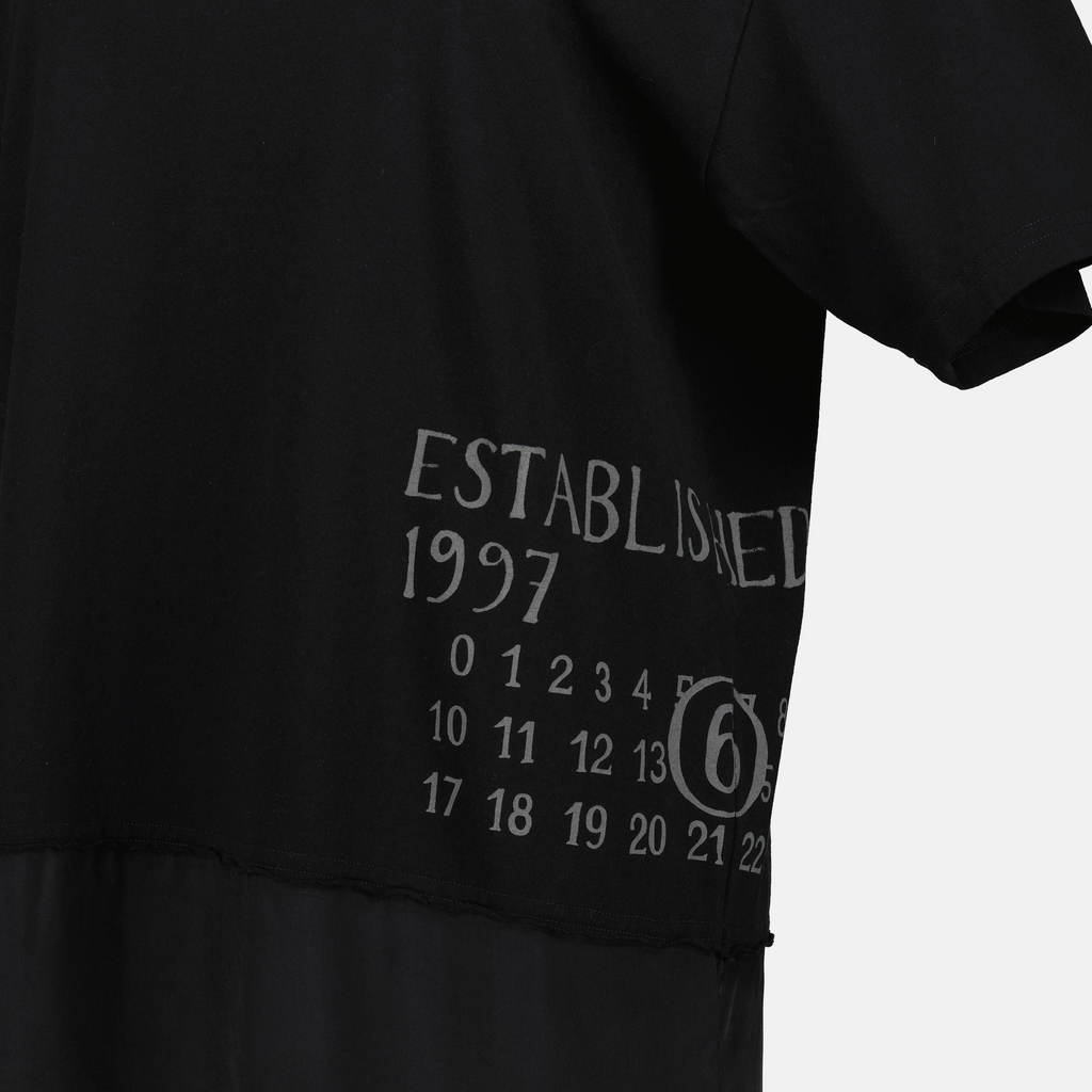 Black T-shirt Dress, Printed Dress, MM6 Collection, Oversized Style, Spring-Summer Fashion
