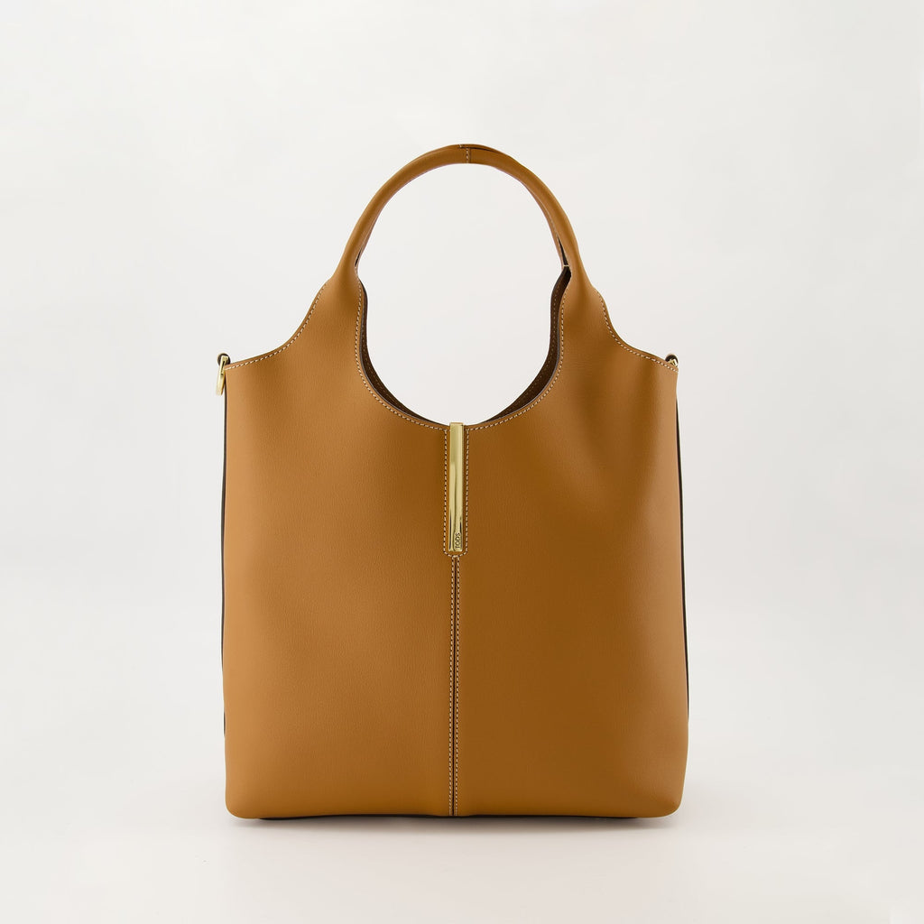 Tod's Shopping Tote, calfskin leather tote, brown handbag, designer tote bag, seasonal collection accessory