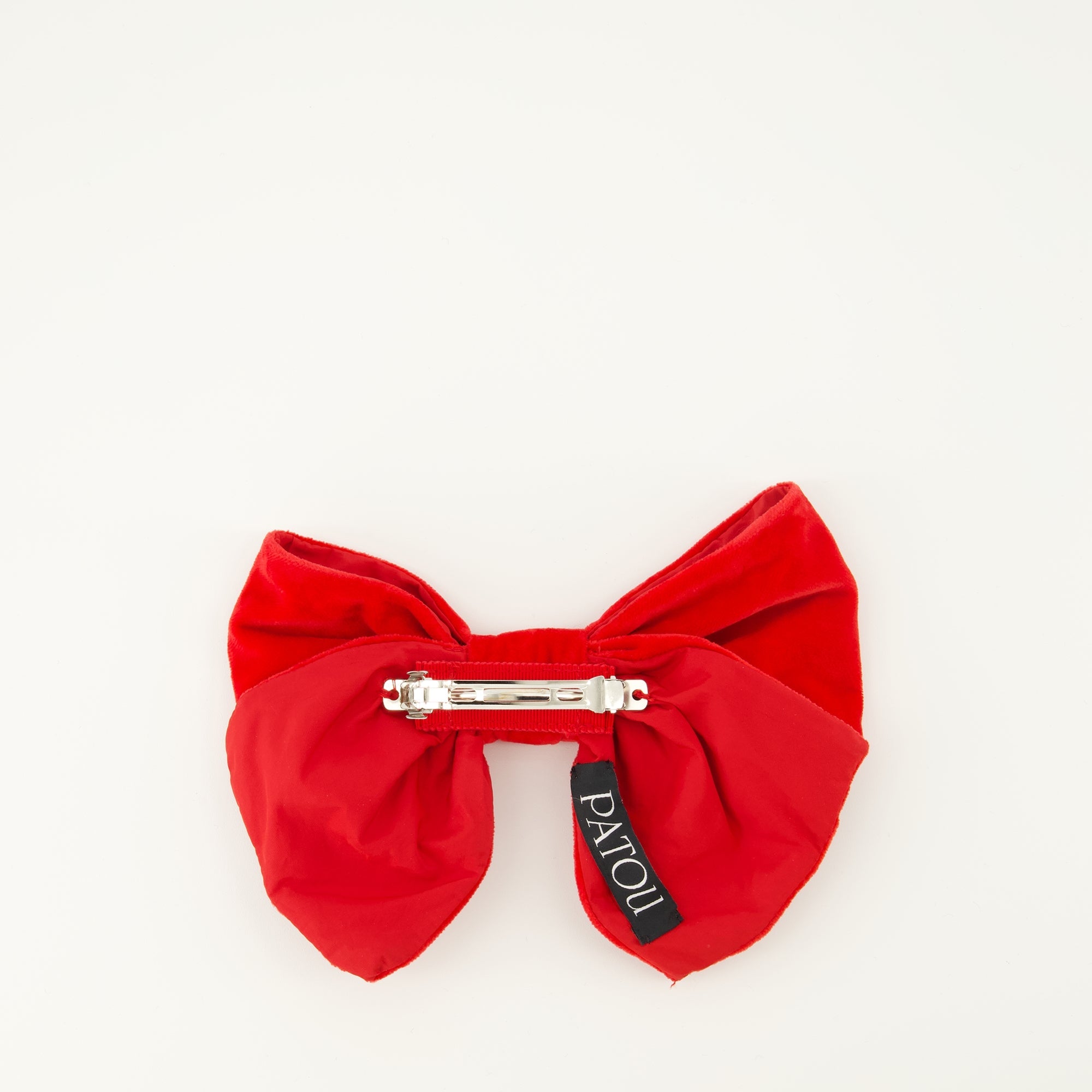 Patou hair accessory, red bow barrette, velvet effect barrette, cotton hair accessory, fall winter 2025 collection