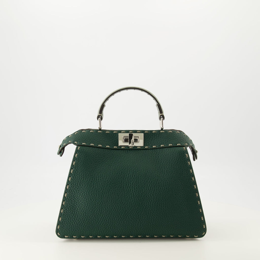 Fendi handbag, Peekabooiseeu bag, green leather bag, luxury accessories, designer handbags
