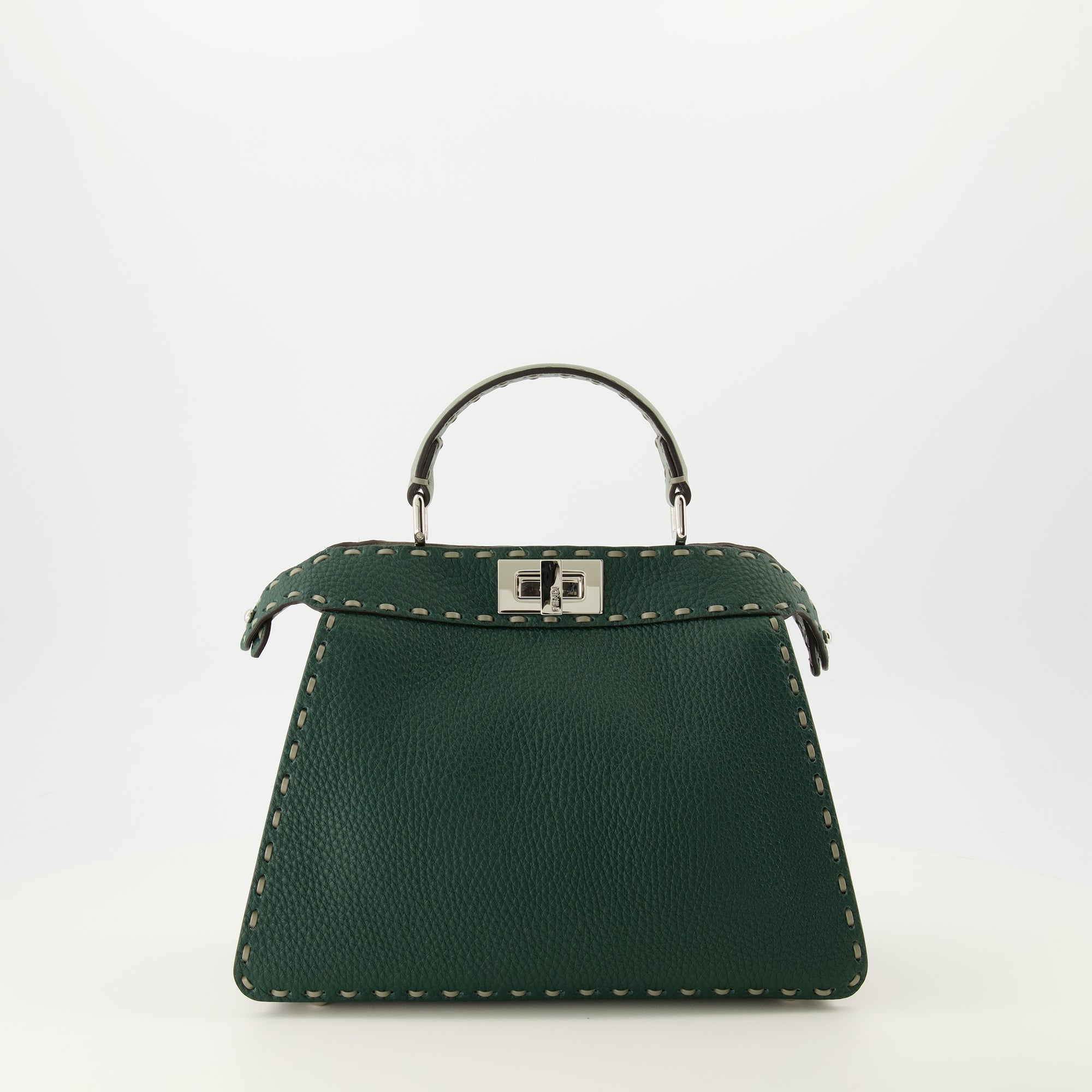Fendi handbag, Peekabooiseeu bag, green leather bag, luxury accessories, designer handbags