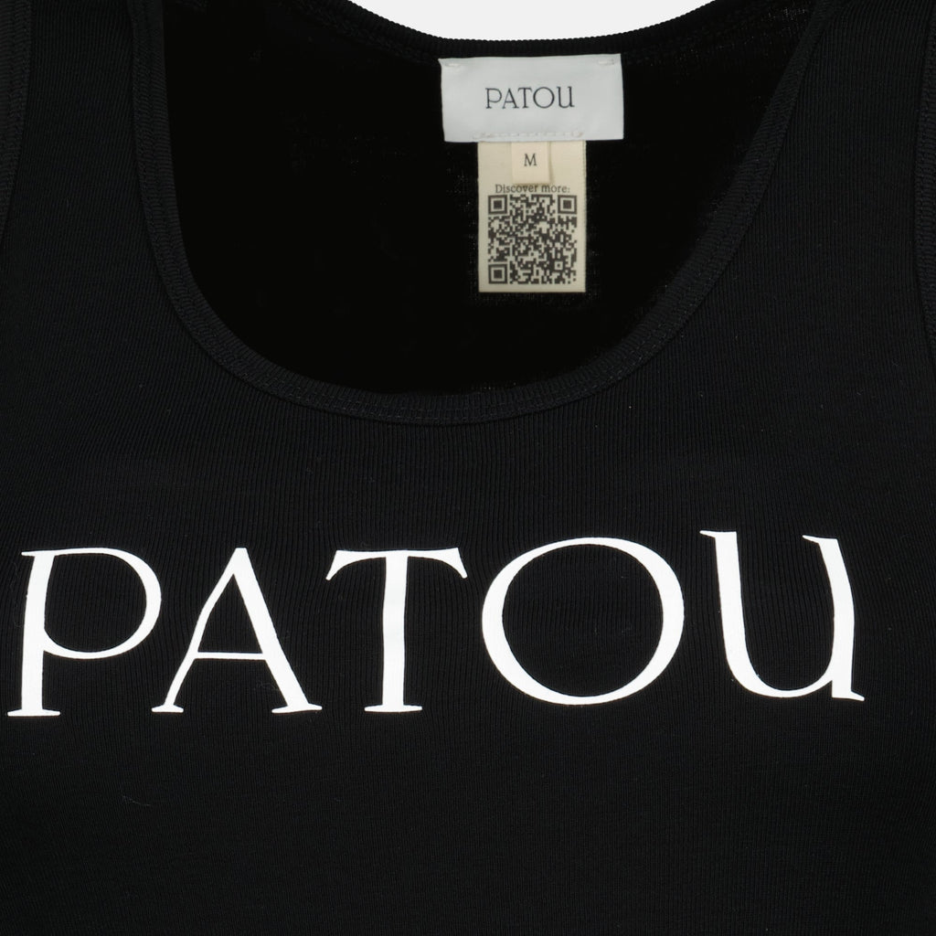 여성을 위한 파투의 검은색 골지 탱크탑 이미지 - 시즌 봄-여름 2026 - 세부 보기 1