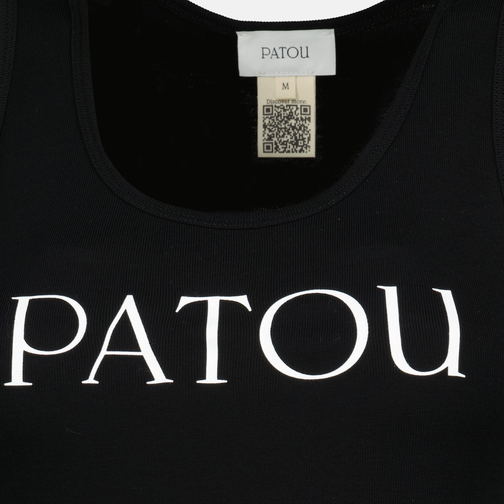 여성을 위한 파투의 검은색 골지 탱크탑 이미지 - 시즌 봄-여름 2026 - 세부 보기 1