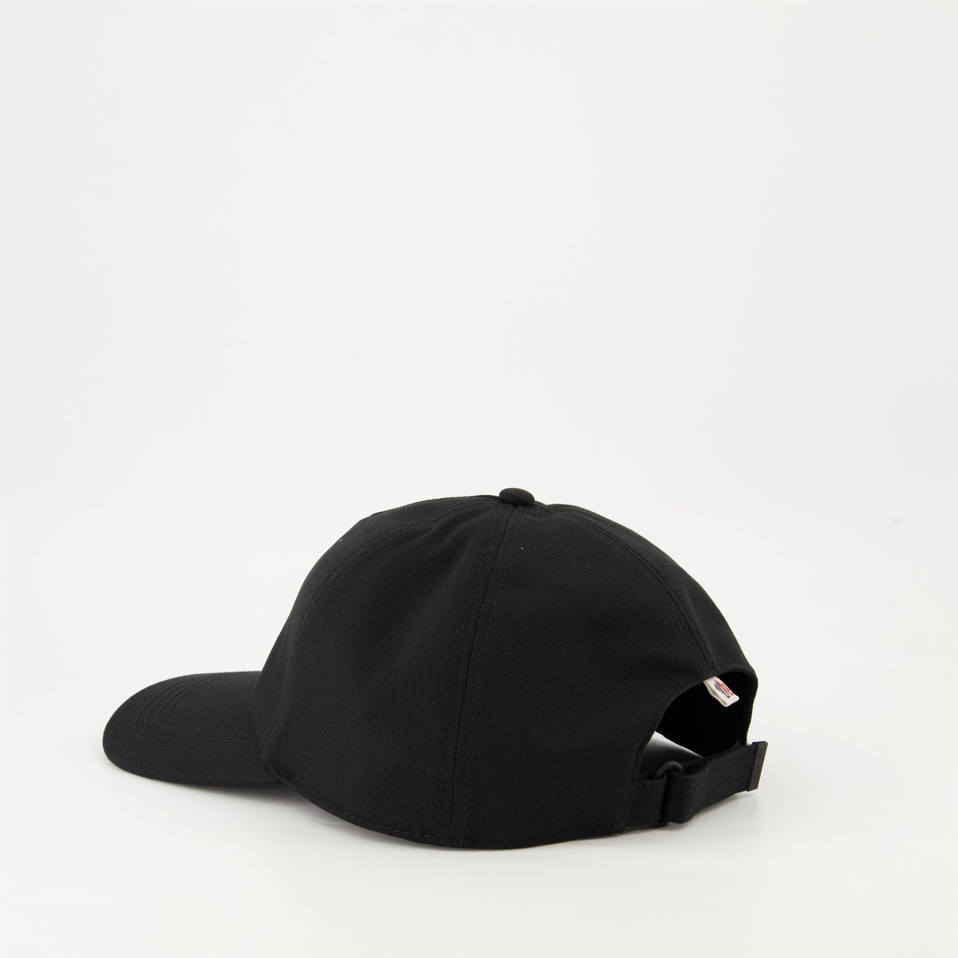 luxury cap, black gabardine cap, Moncler Grenoble cap, designer accessory, premium cotton cap