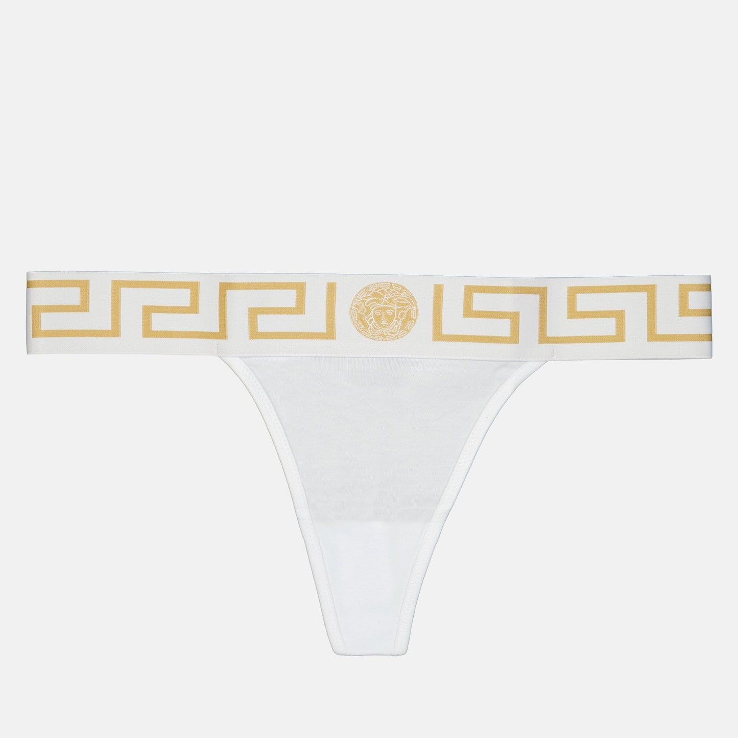 Versace lingerie, Medusa Greca String, luxury intimate wear, white string, designer underwear