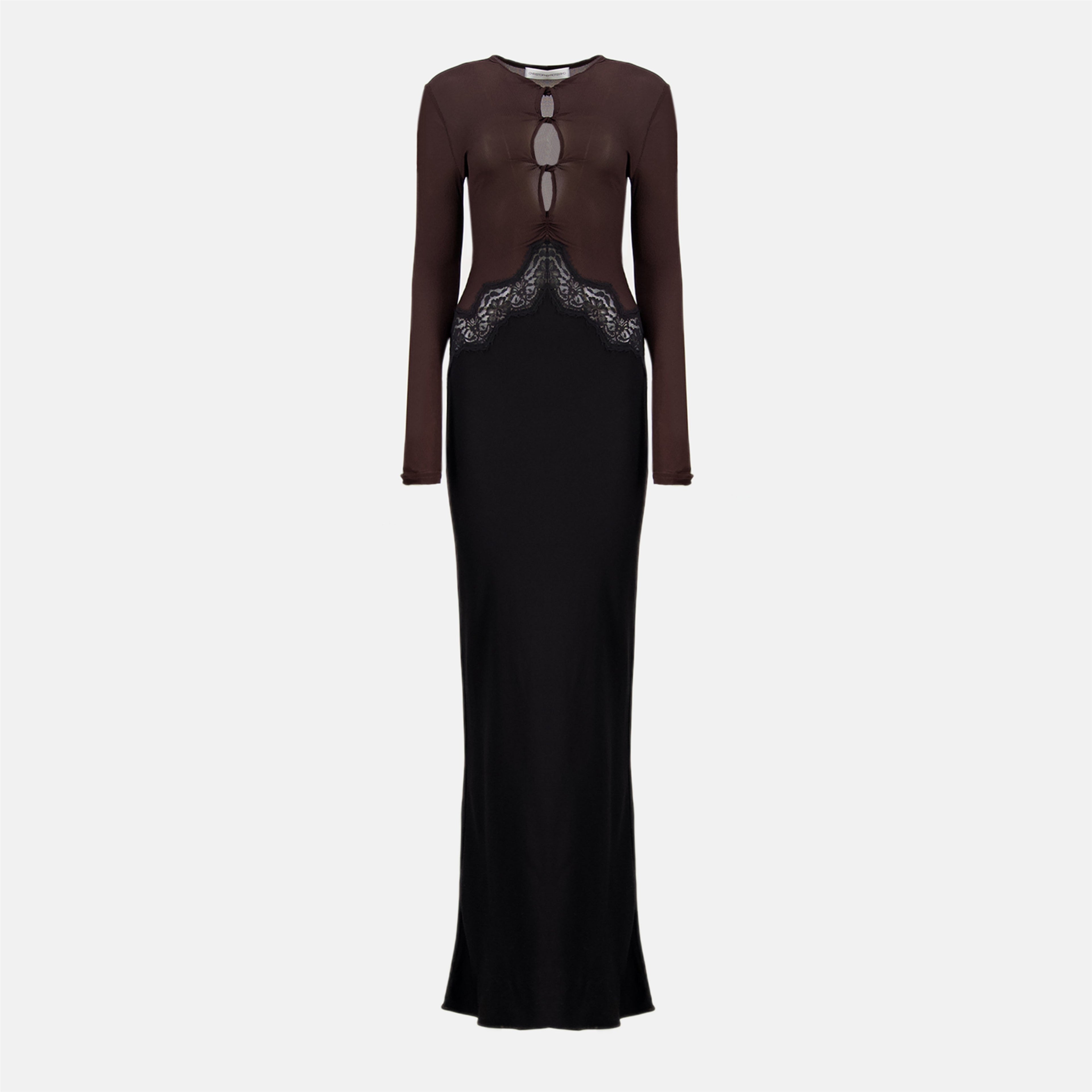 christopher esber twisted verner lace long sleeve maxi dress Christopher Esber Open Twist Verner Lace Dress