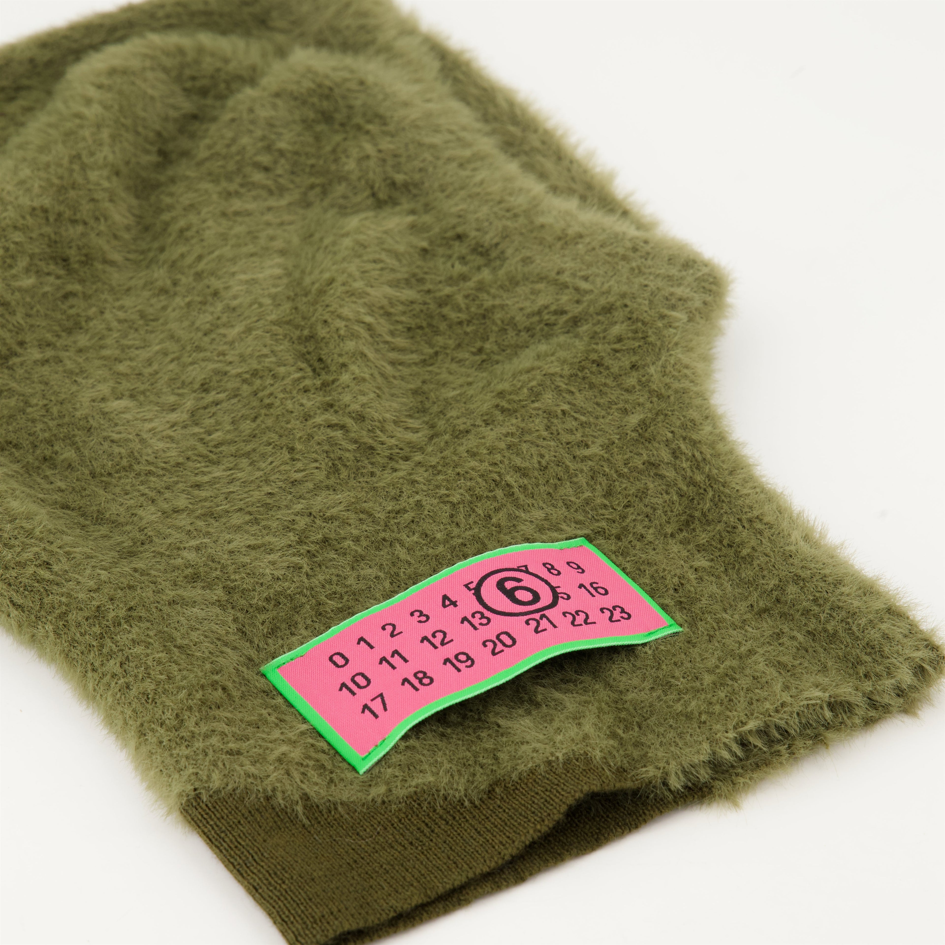 Khaki green wool cagoule, MM6 Autumn-Winter 2024, bicolored cagoule, luxury winter accessories, stylish wool cagoule