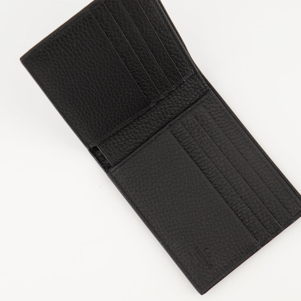 Valentino Garavani wallet, black leather wallet, Rockstud wallet, men's accessories, luxury wallets