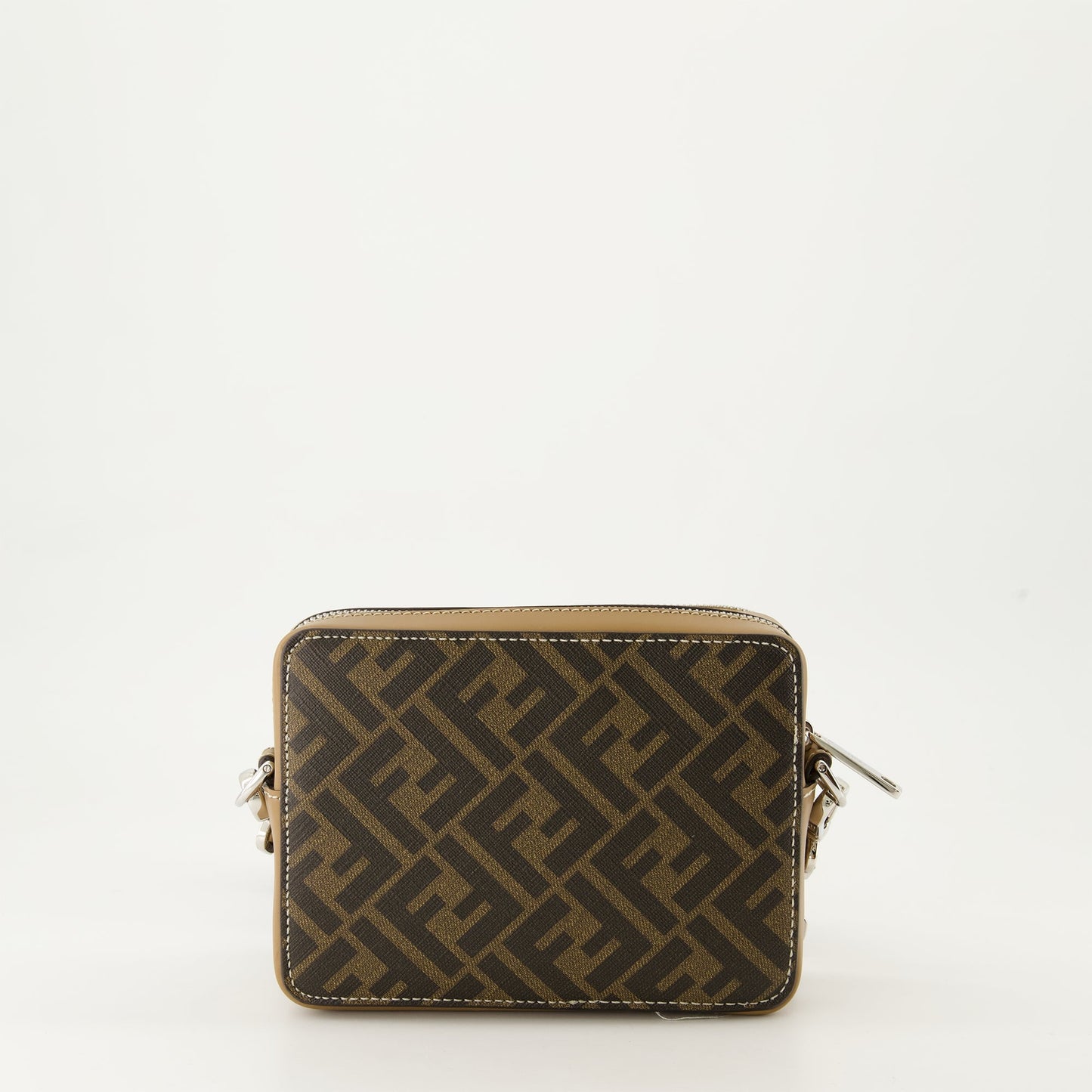 Fendi mini bag, brown leather bag, FF print bag, adjustable strap bag, luxury accessories