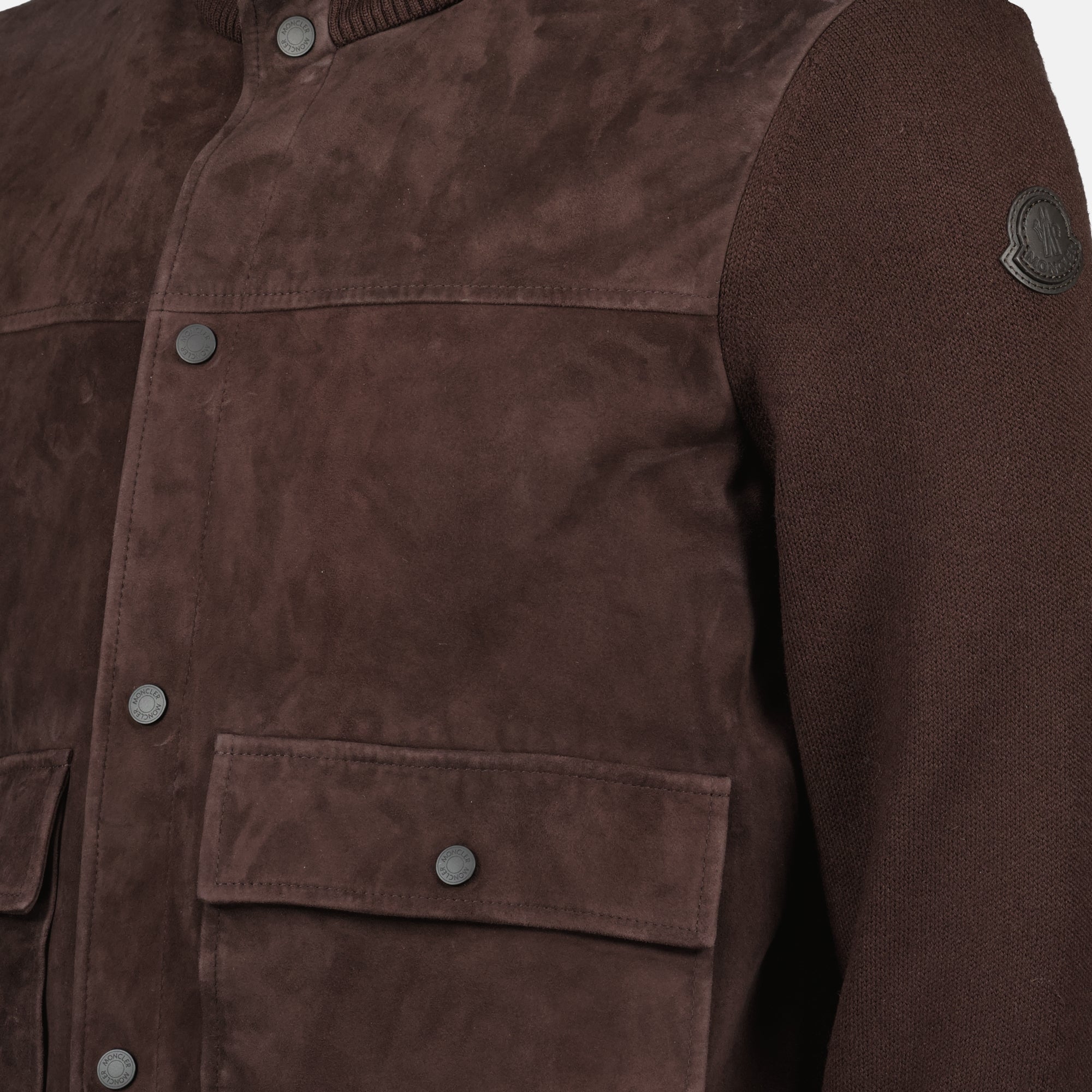 Moncler cardigan, brown wool cardigan, suede outerwear, men's cardigans, Autumn Winter fashion