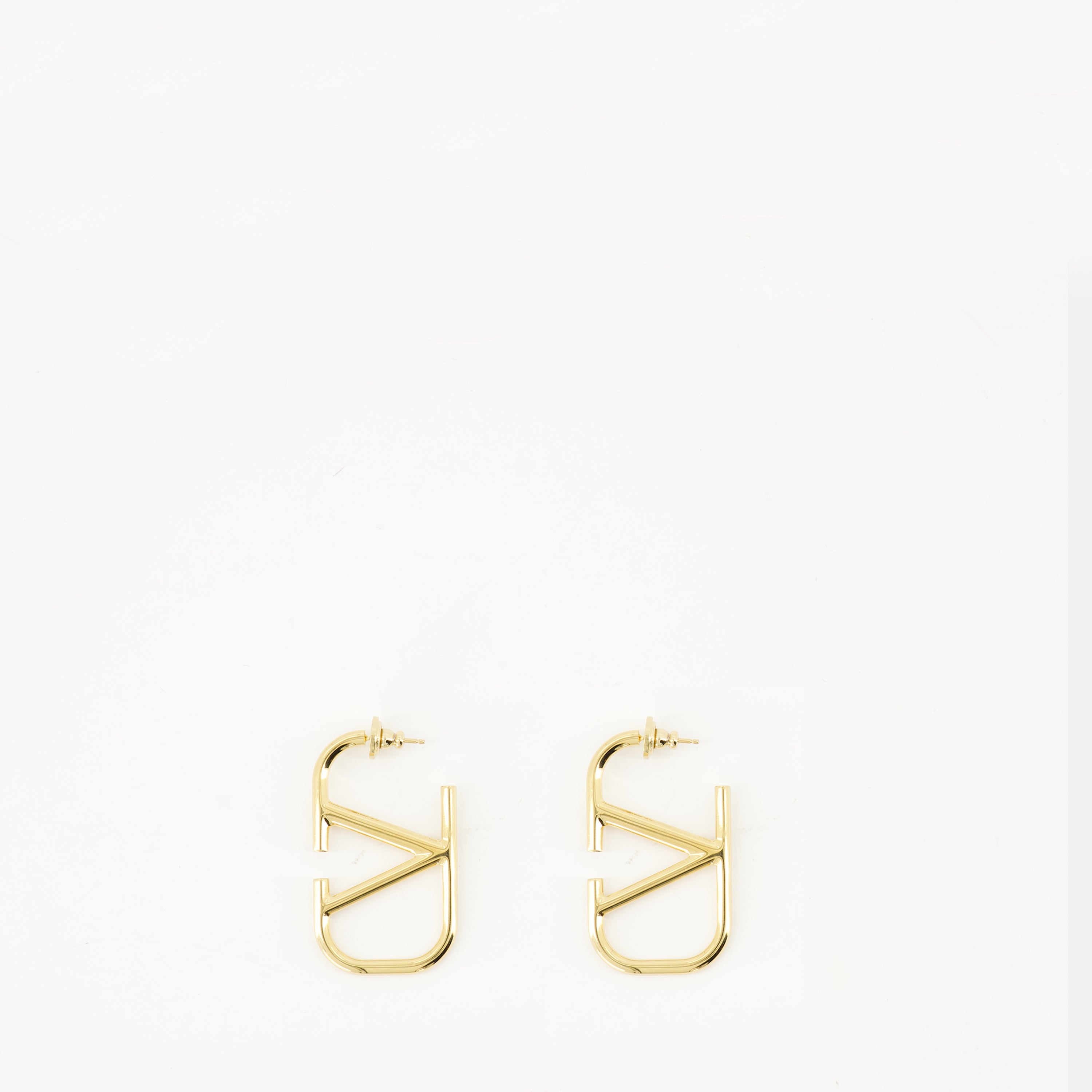 VLogo Earrings, Valentino Garavani, gold earrings, butterfly clasp, metal accessories