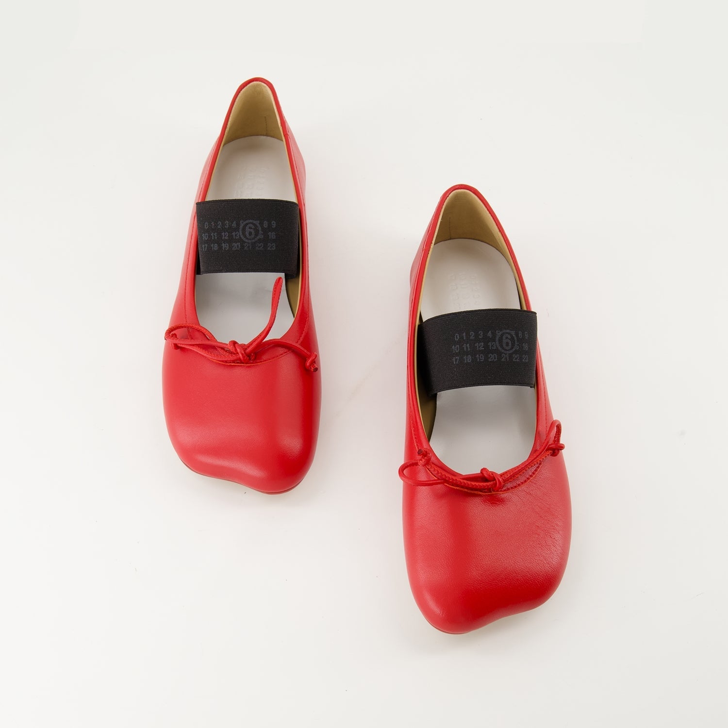 red leather ballet flats, MM6 Anatomic shoes, Autumn-Winter 2024 footwear, luxury flats, designer ballet flats