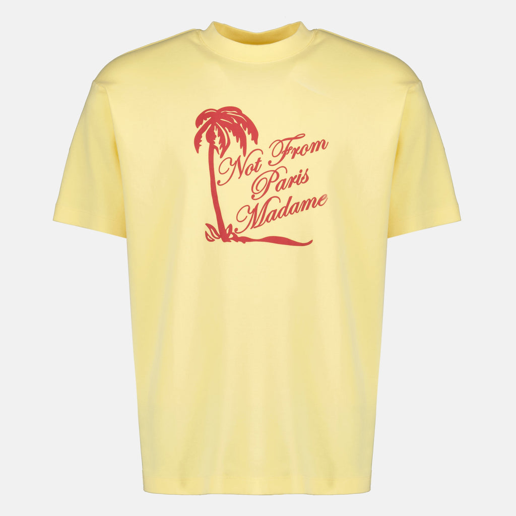 Imagem da T-shirt Slogan Palma Amarela - Drôle de Monsieur de Drole De Monsieur para Homens - Temporada Primavera-Verão 2026 - Vista Frontal