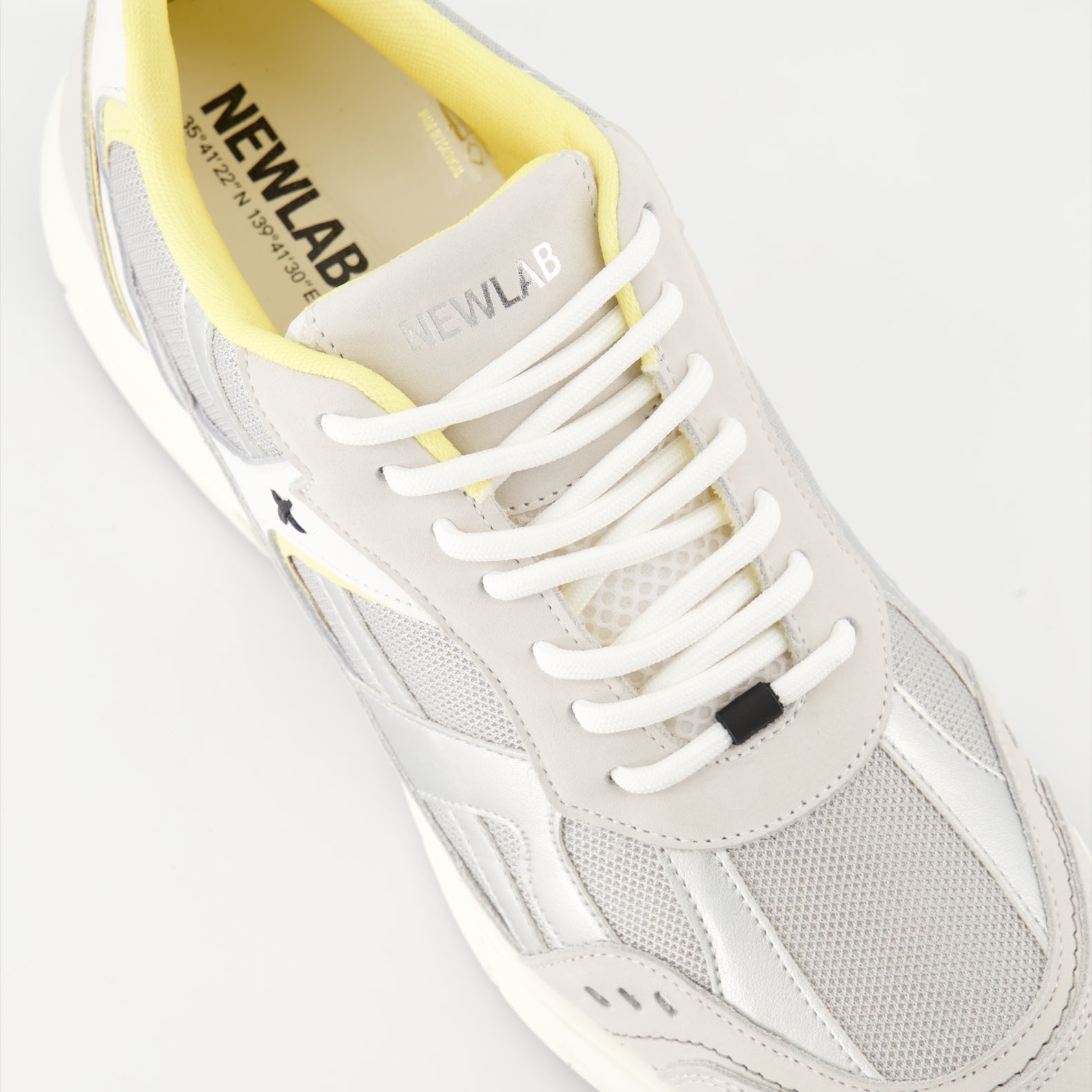 luxury sneakers, grey-yellow sneakers, premium footwear, designer sneakers, New Lab collection