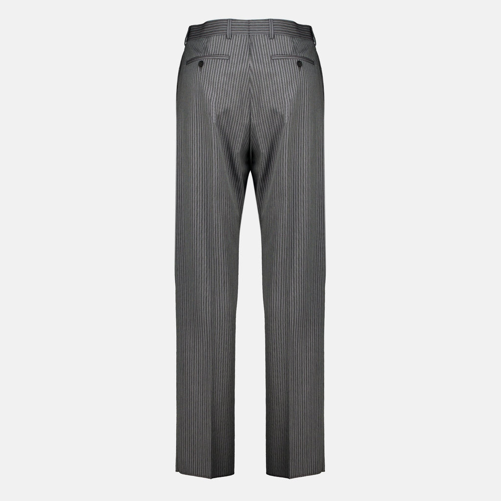 Grau gestreifte, taillierte Hose