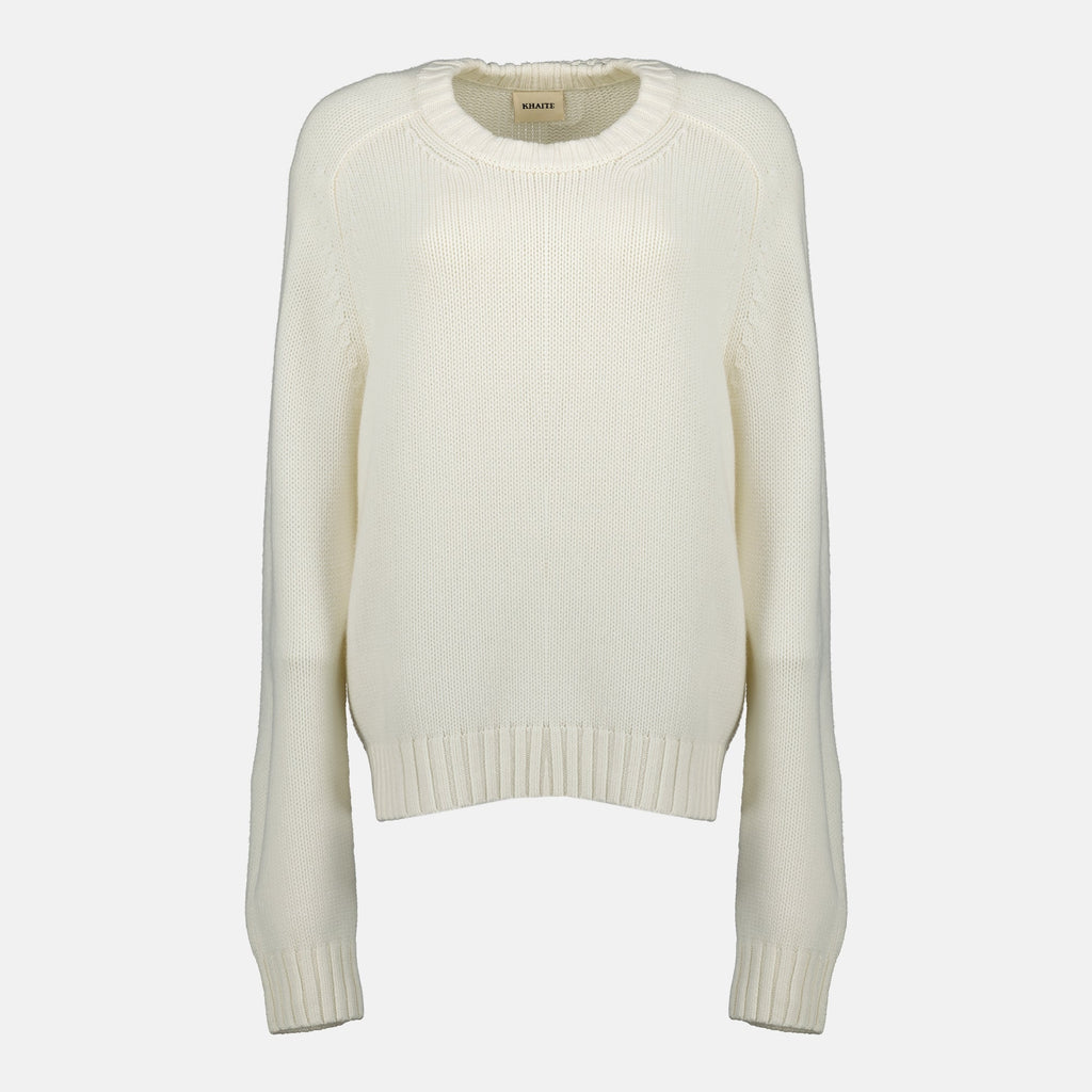 cashmere sweater, white sweater, Khaite, Fall-Winter collection, luxury fashion