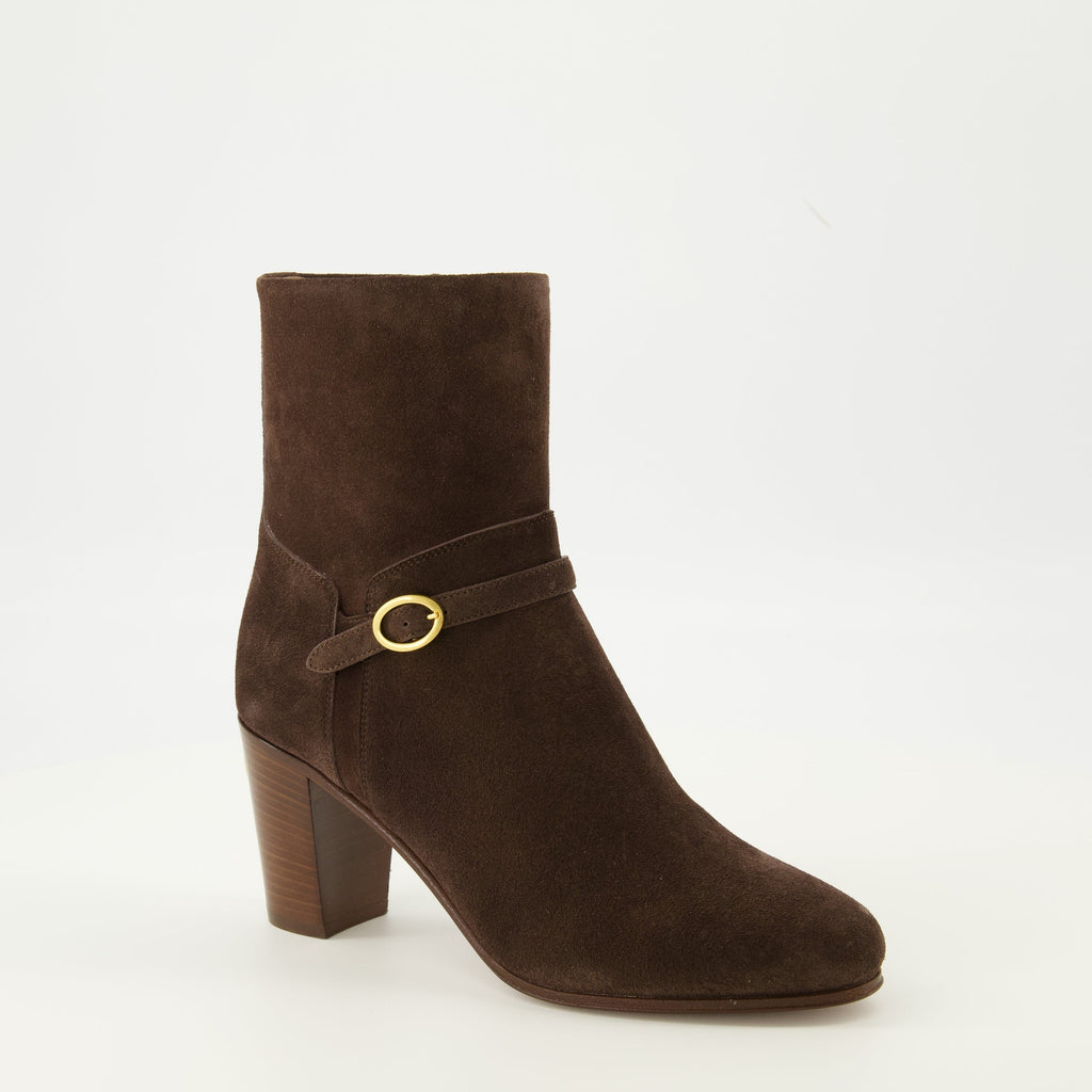 Pattie ankle boots, Valentino Garavani, brown boots, leather footwear, VLogo Signature