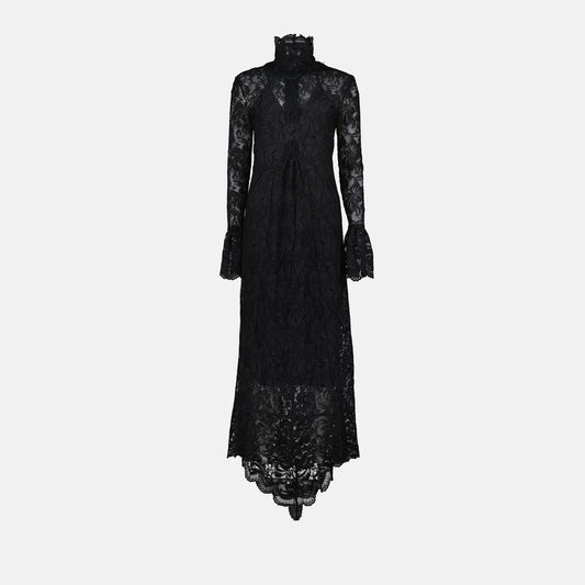 lace dress, Rabanne collection, black long dress, elegant outfit, autumn-winter fashion