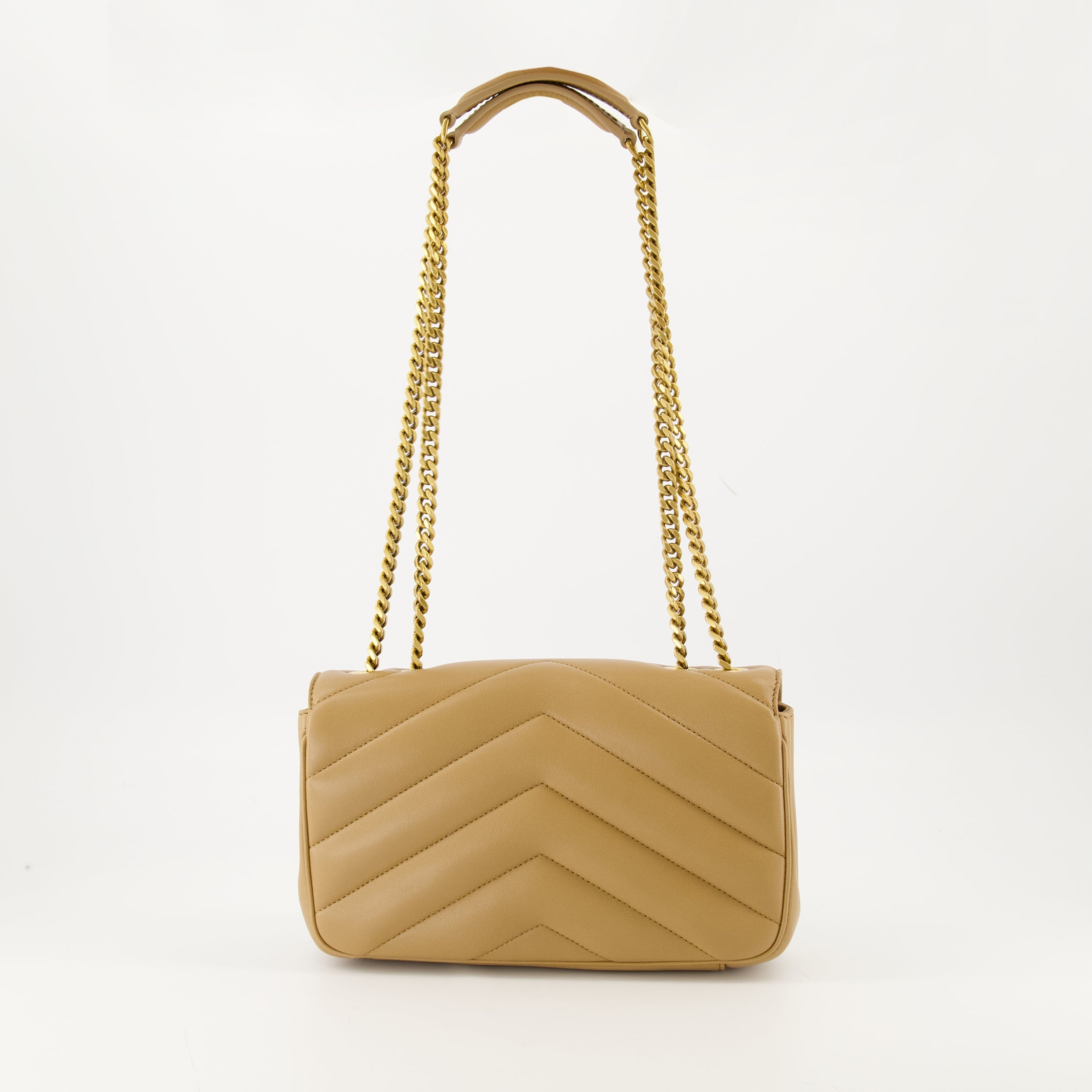 Image of Le Sac Loulou Small Beige by Saint Laurent for Women - Season Autumn-Winter 2025 - Back View