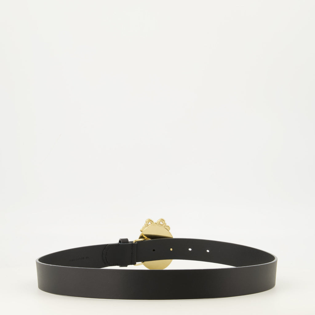 Ceinture médaillon en cuir noir