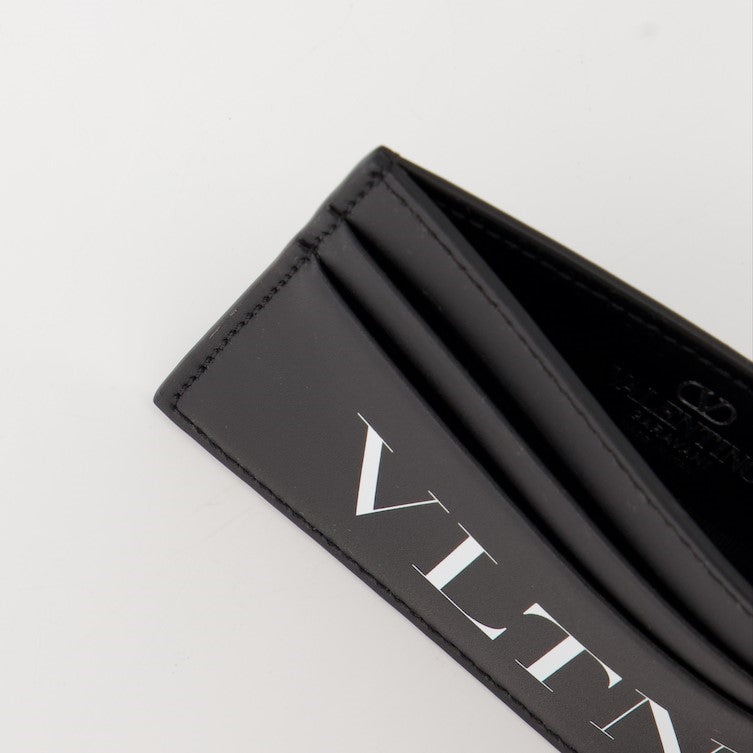 Valentino Garavani, leather card holder, luxury accessories, VLTN collection, black and white card holder