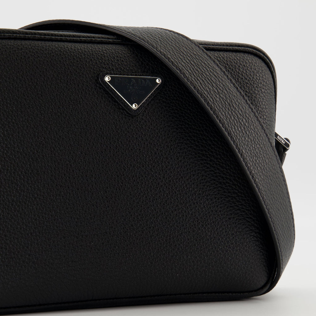 Prada bag, black shoulder bag, grained calf leather, sustainable fashion, luxury accessories