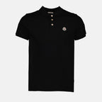 Immagine di polo nero con logo di Moncler per uomo - Stagione Primavera-Estate 2025 - Vista frontale