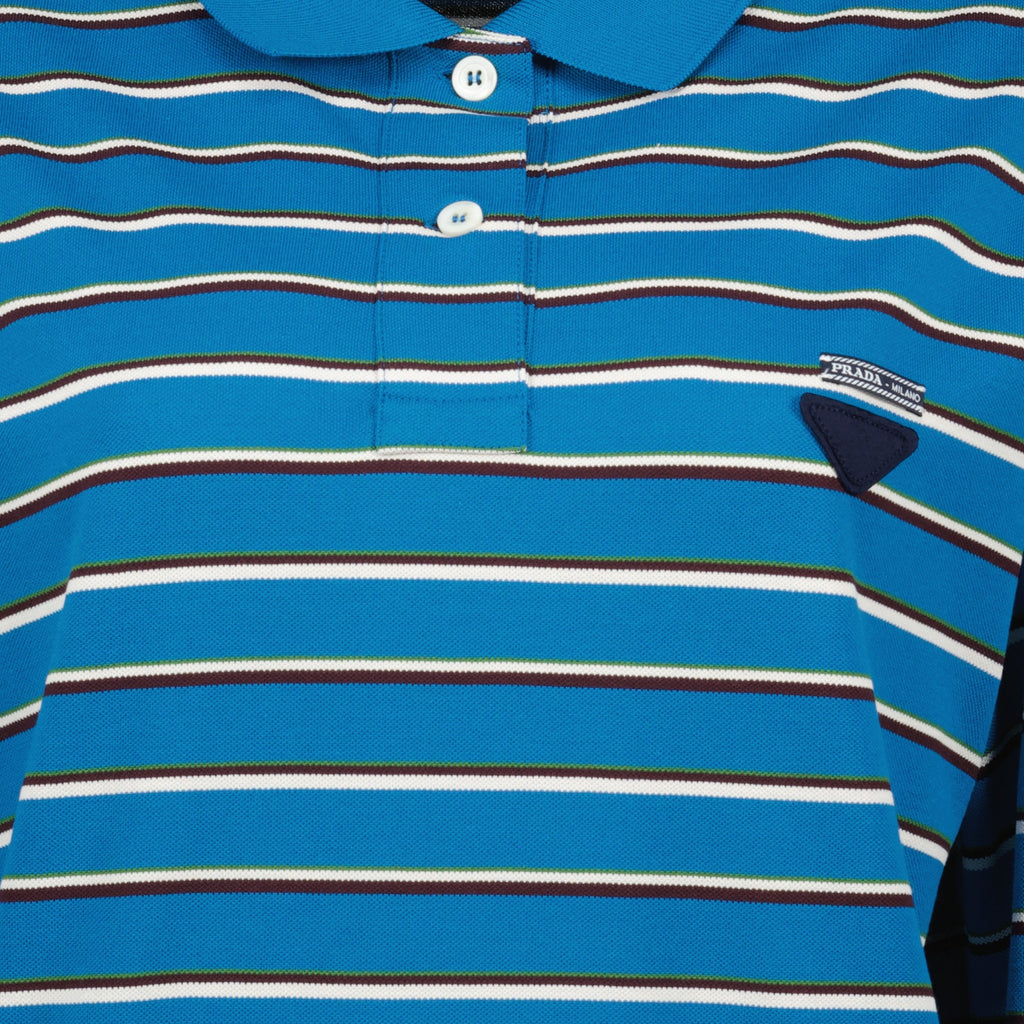 Blue striped polo, Prada polo shirt, women's polo, cotton polo, classic collar polo