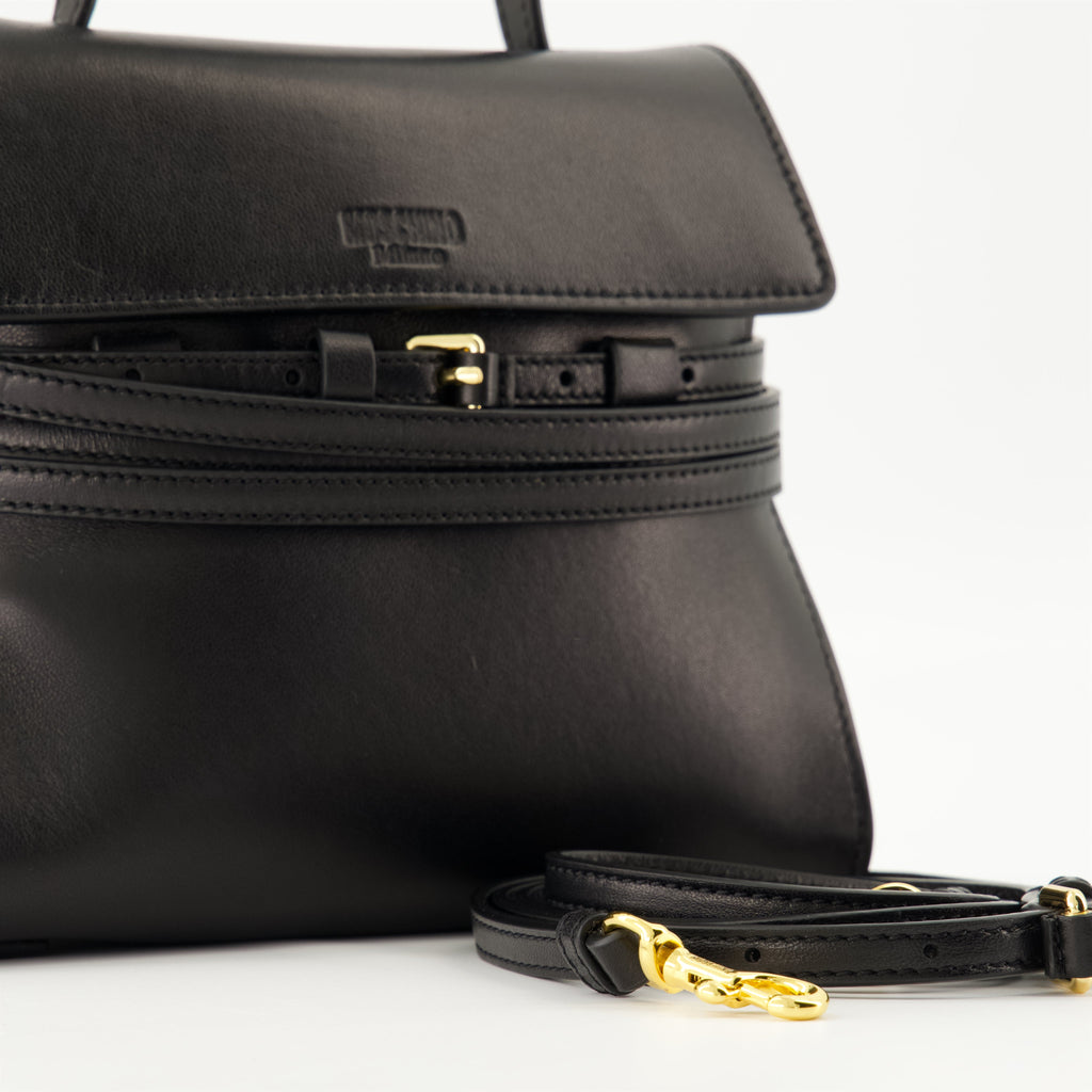 Moschino, Tie Me bag, nappa leather bag, designer handbag, elegant accessory