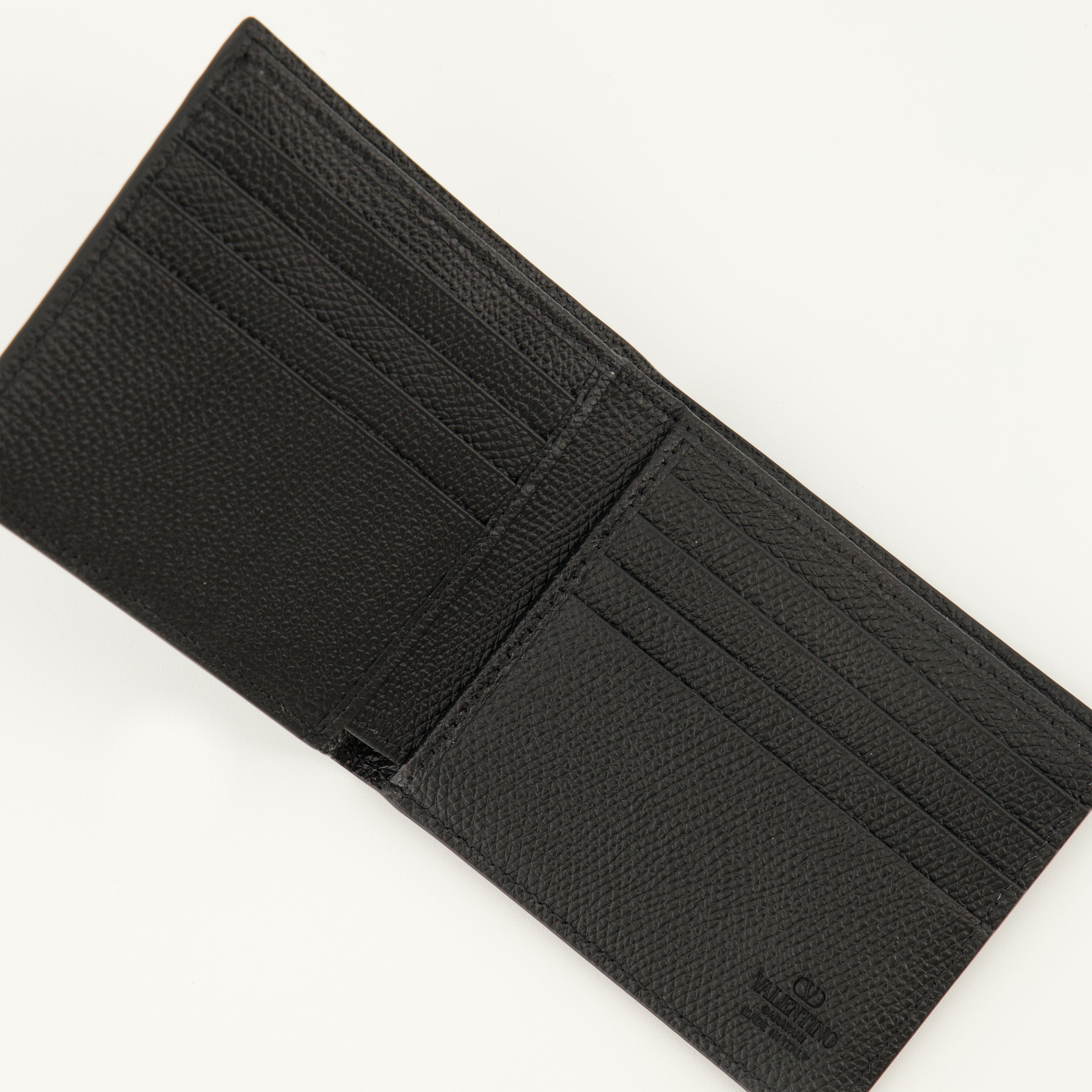VLogo wallet, Valentino Garavani wallet, grained calf leather wallet, black wallet, luxury accessories
