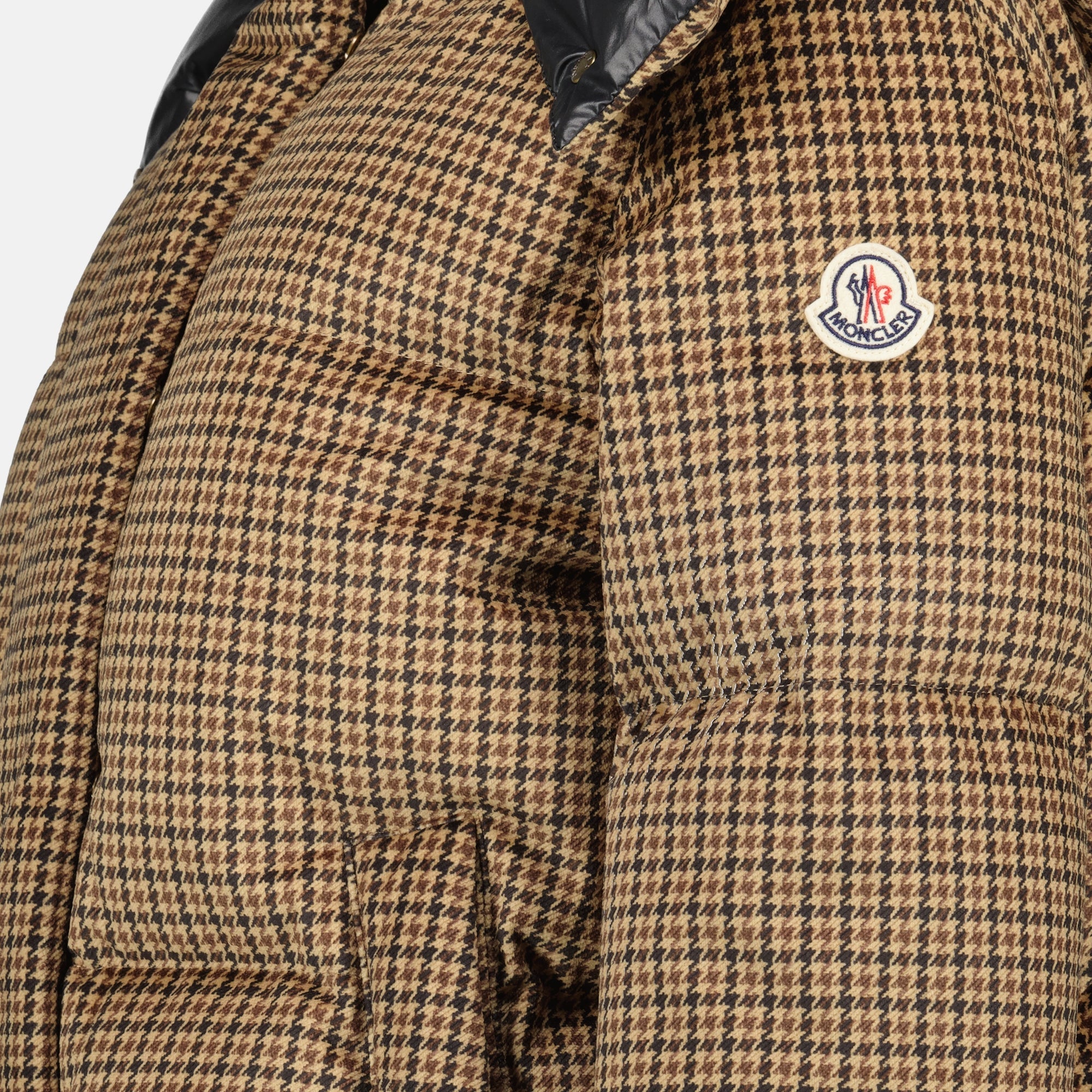 Moncler plaid down jacket, winter outerwear, chocolate brown jacket, ladies down jacket, functional winter fashion