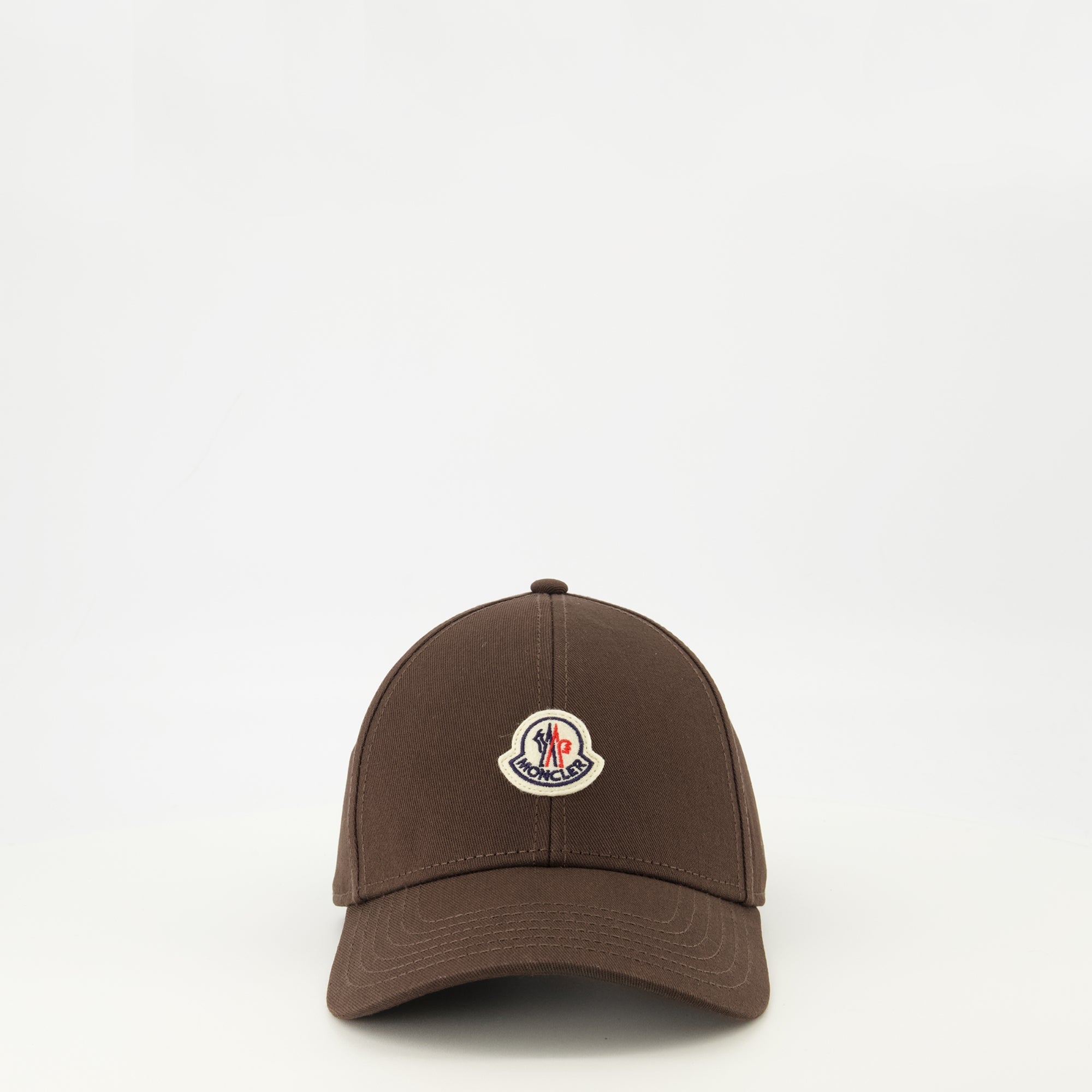Image of Brown Logo Cap by Moncler for Men - Season Spring-Summer 2026 - Front View