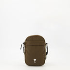 crossbody bag, Ami Paris, brown bag, waterproof polyester, adjustable strap