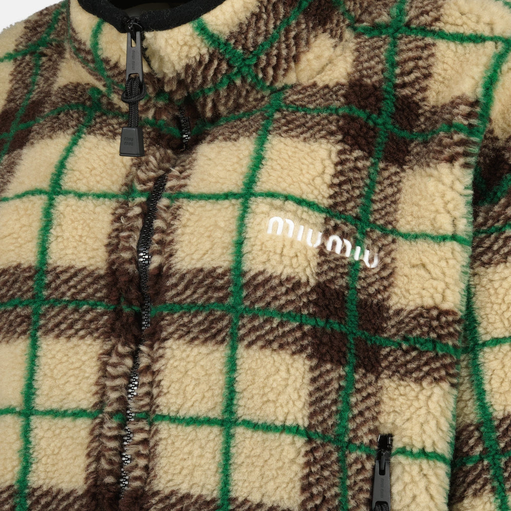 Chaqueta de Forro Polar a Cuadros Beige