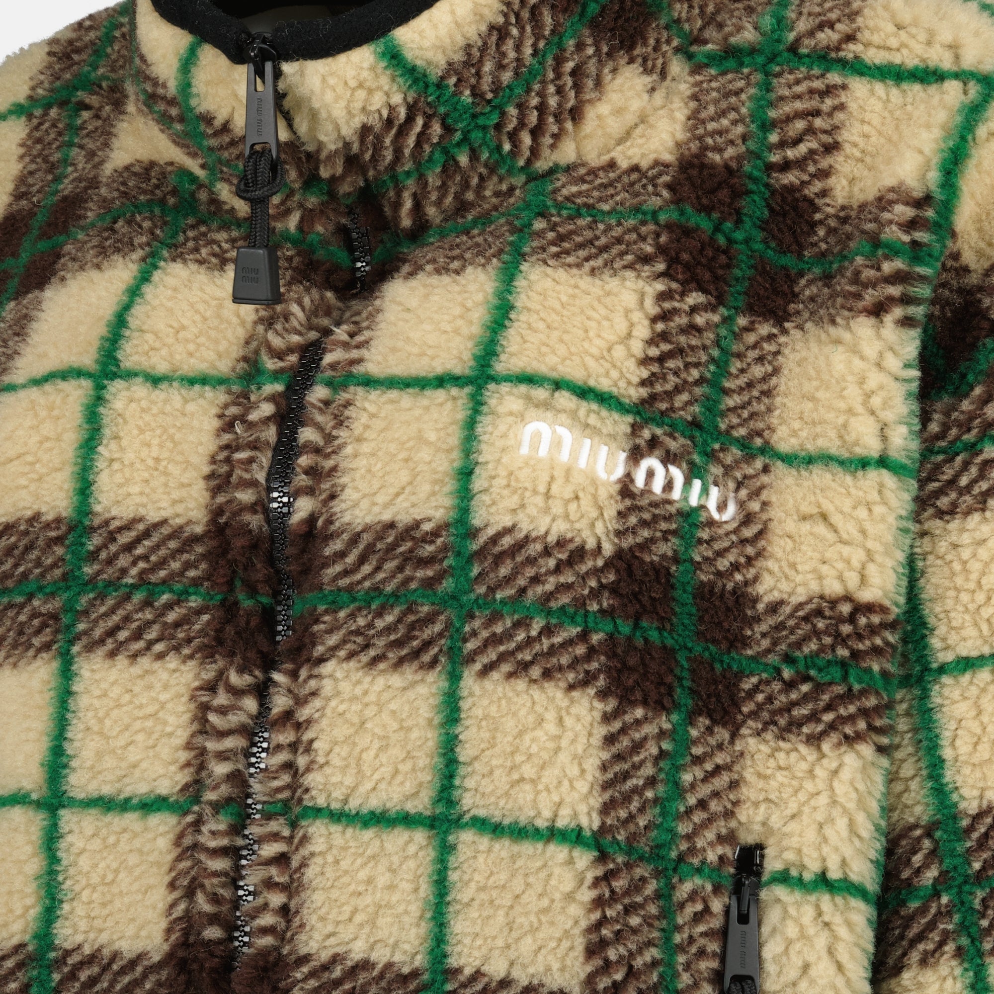 Chaqueta de Forro Polar a Cuadros Beige