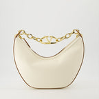 Valentino, VLogo Moon Hobo, luxury handbag, white leather bag, gold chain handle
