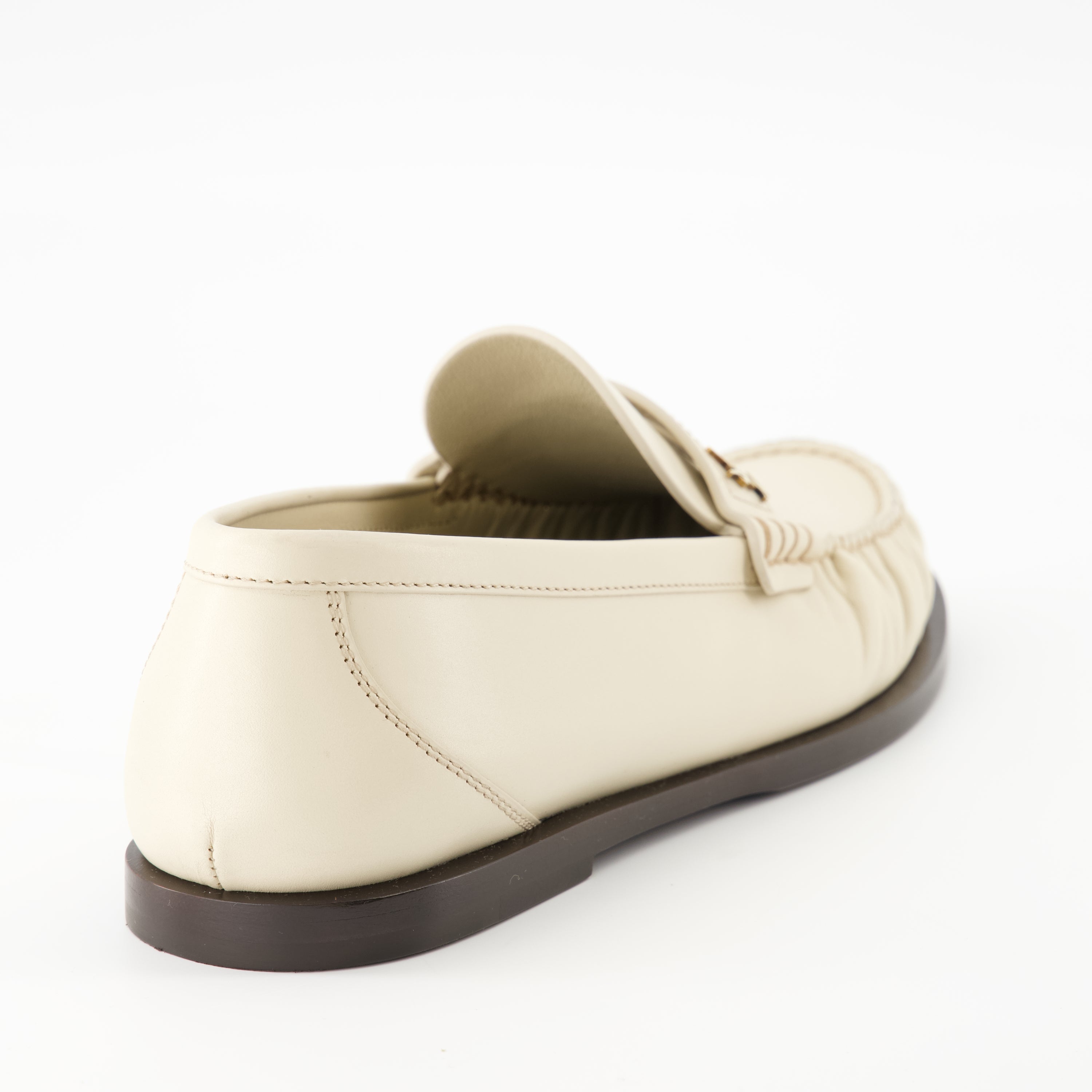beige moccasins, slip-on shoes, leather footwear, smooth leather, fashionable moccasins