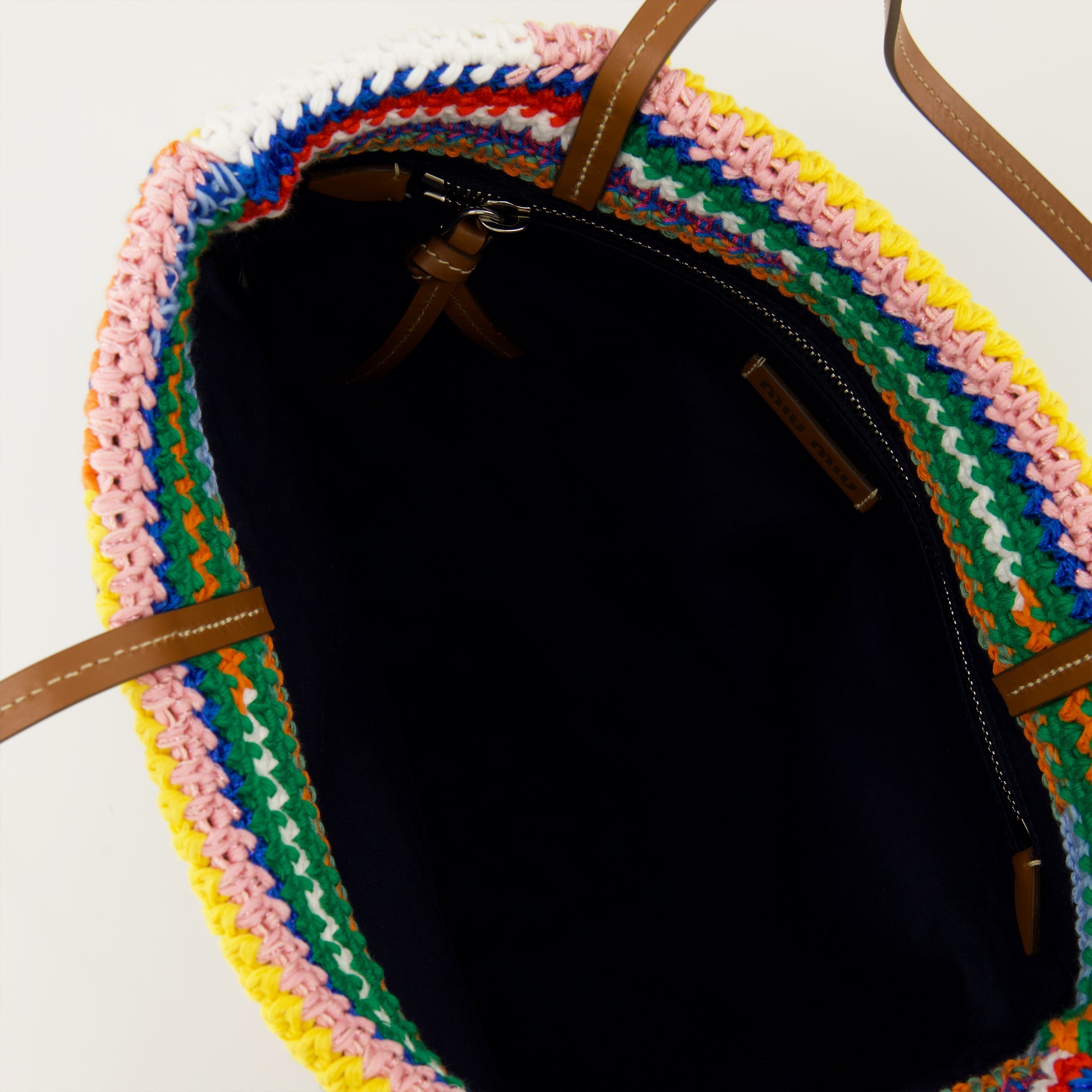 Image of Multicolored Crochet Tote by Miu Miu for Women - Season Spring-Summer 2026 - Detail View 2