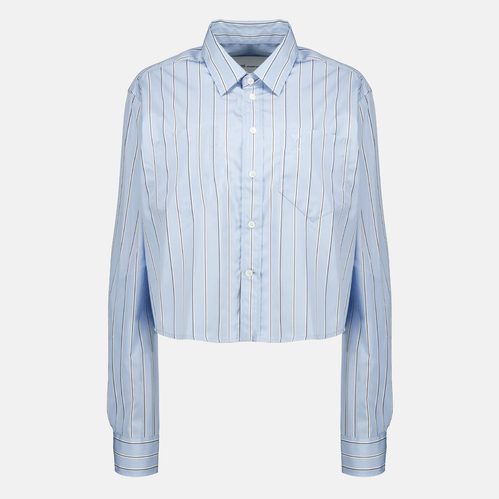Camisa de algodón a rayas azules