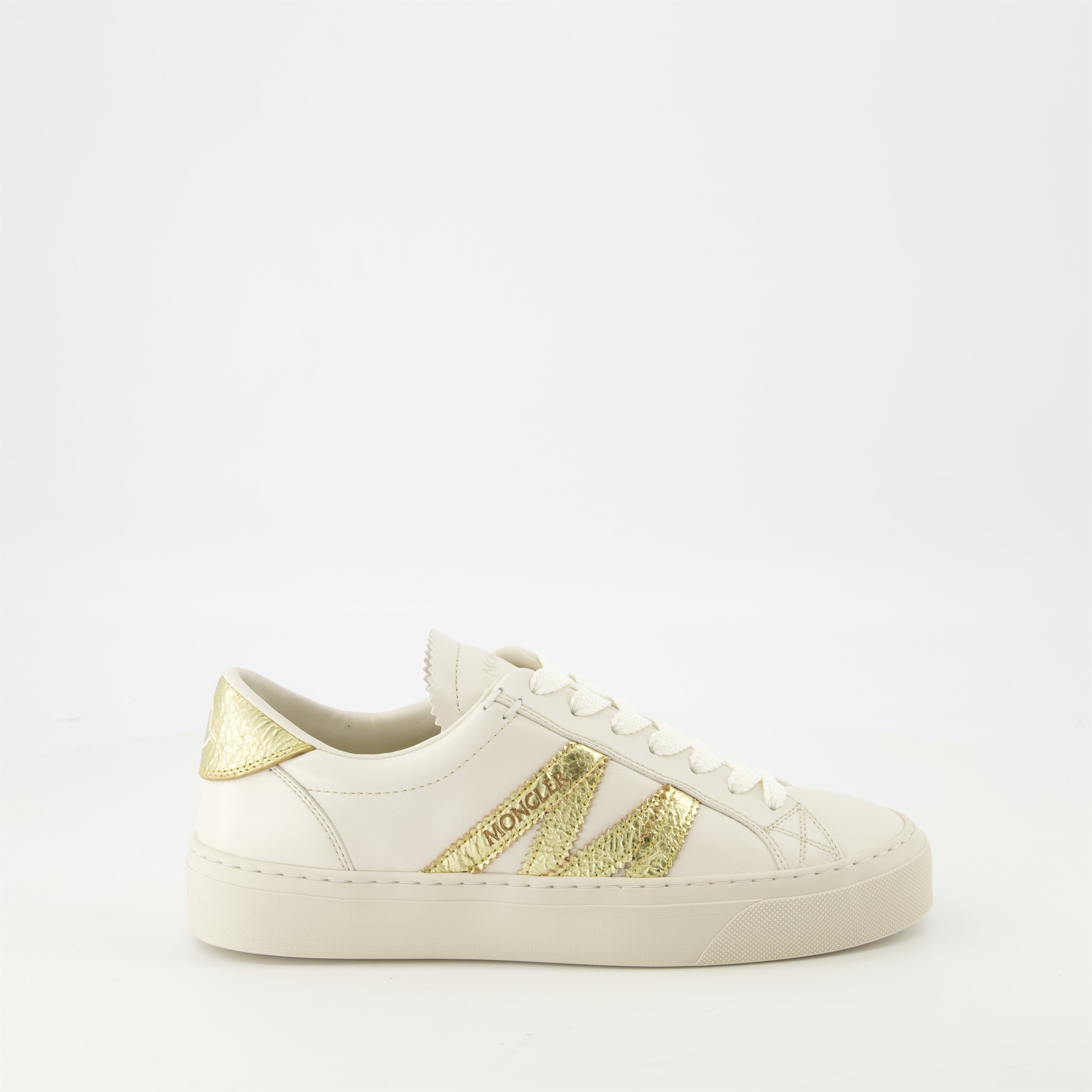 Monaco Leather Sneakers, Moncler footwear, White sneakers, Fashion sneakers, Stylish shoes