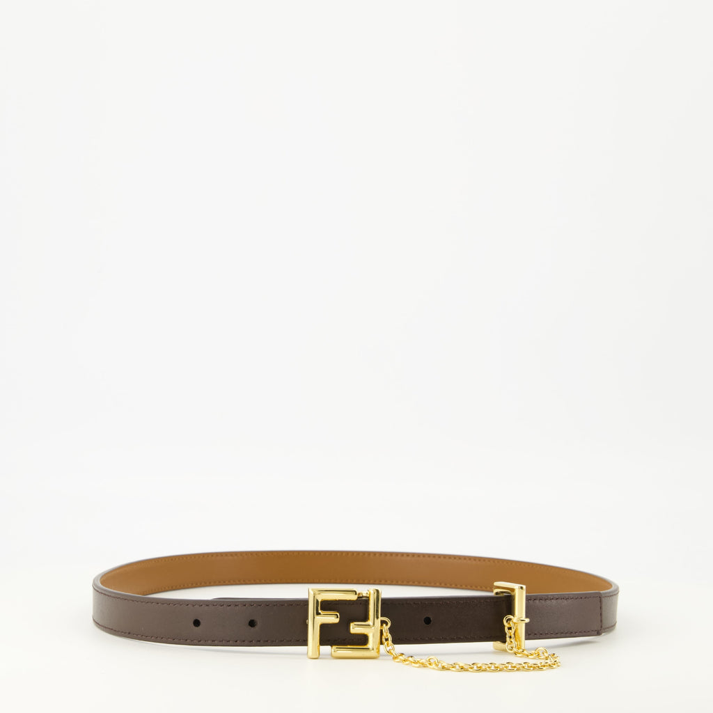 Image of Reversible Brown Belt by Fendi for Women - Season Spring-Summer 2026 - Front View