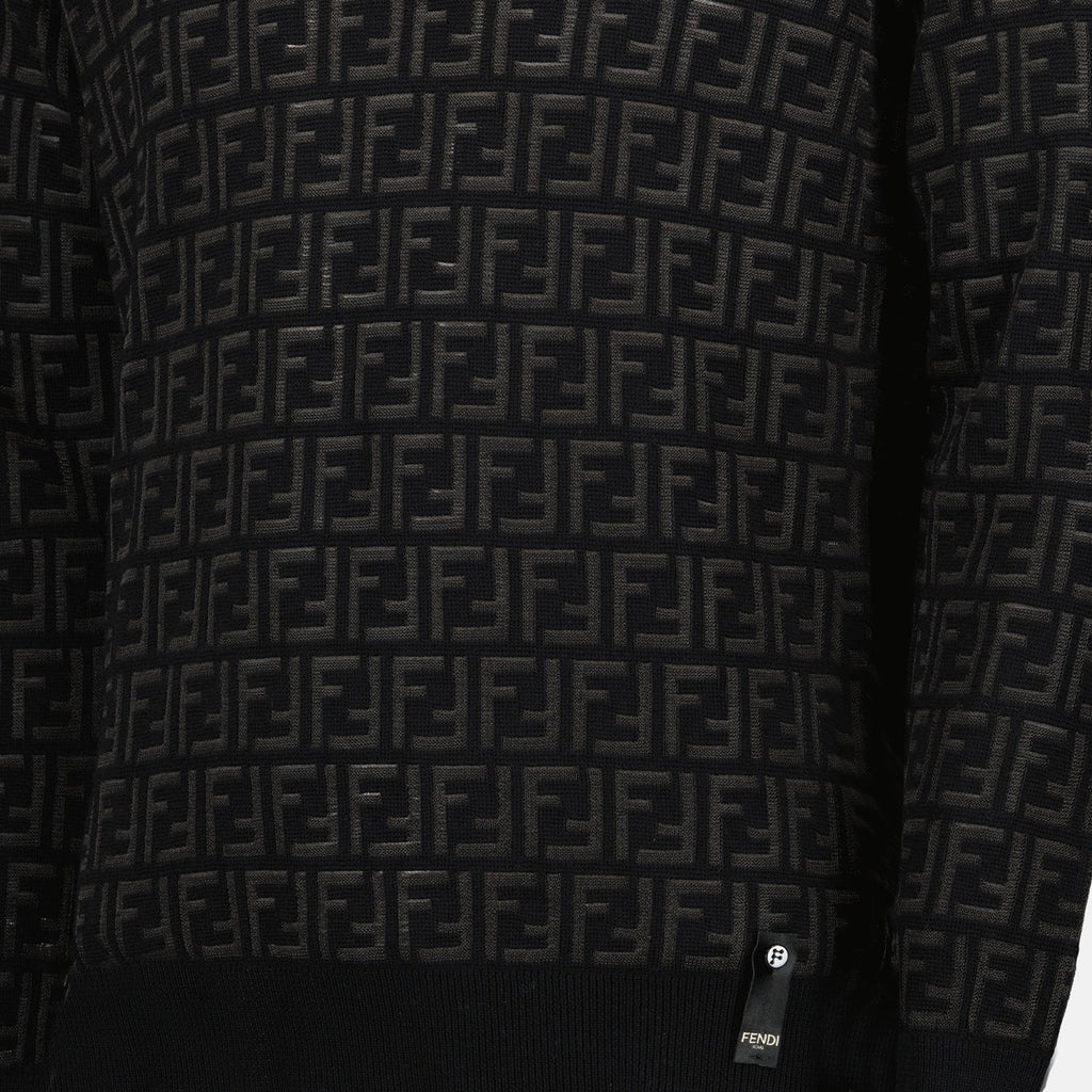 wool sweater, FF design, black sweater, men's fashion, Fendi collection