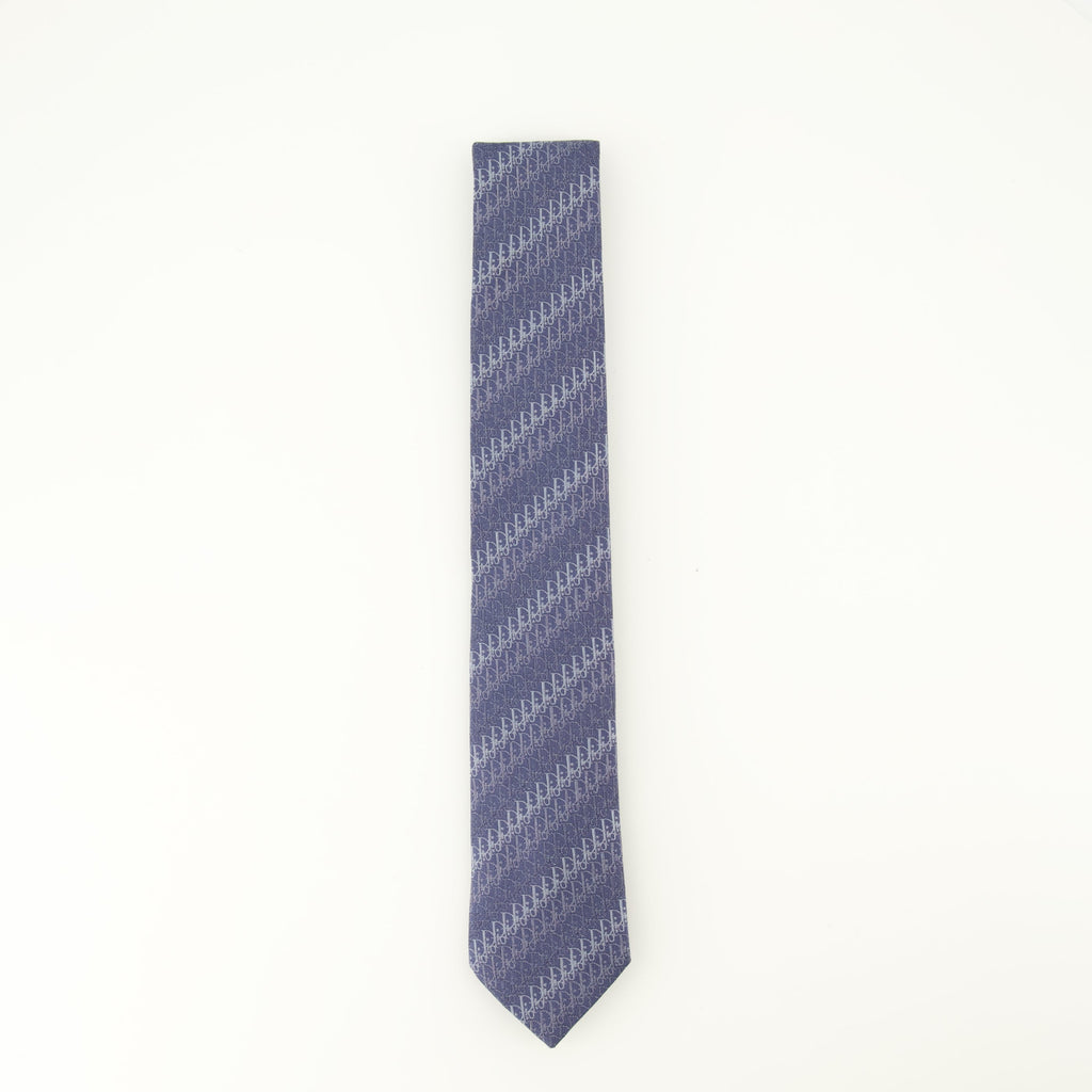 Oblique Blue Silk Tie
